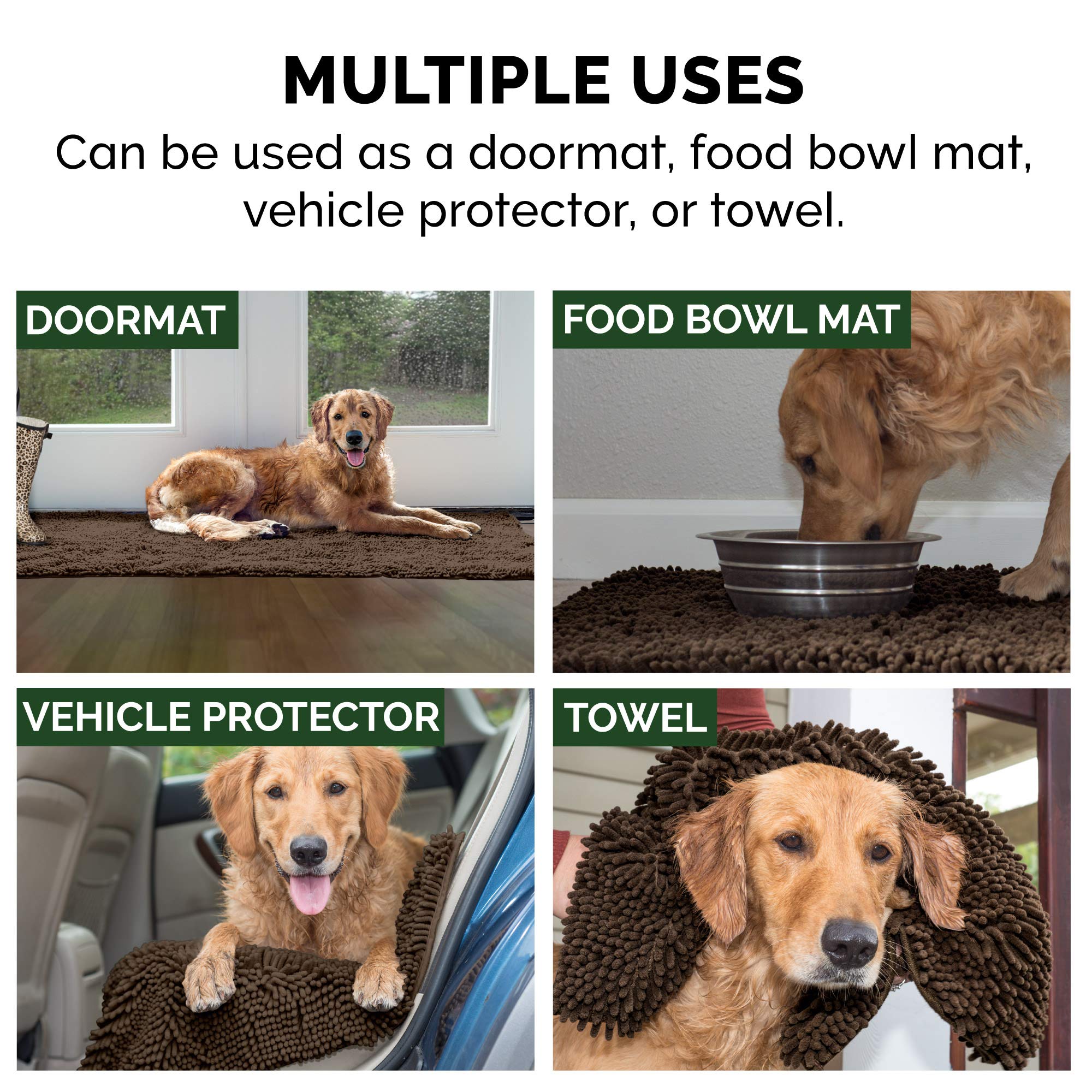 Furhaven 36 x 26 Highly Absorbent Dog Door Mat for Muddy Paws, 100% Washable, Perfect for Entryway, Kitchen, & Bathroom Use - Ch