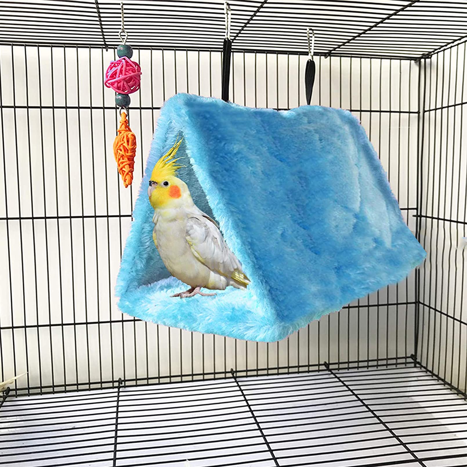 4Pcs Bird Tent Plush Hammock Warm Hut Hanging Parrot Nest For Cage Snuggle Sleeping Bed 9.4''X5.9''X7.0'' Hideaway Cave For Parakeet Cockatiels Cockatoo Lovebird