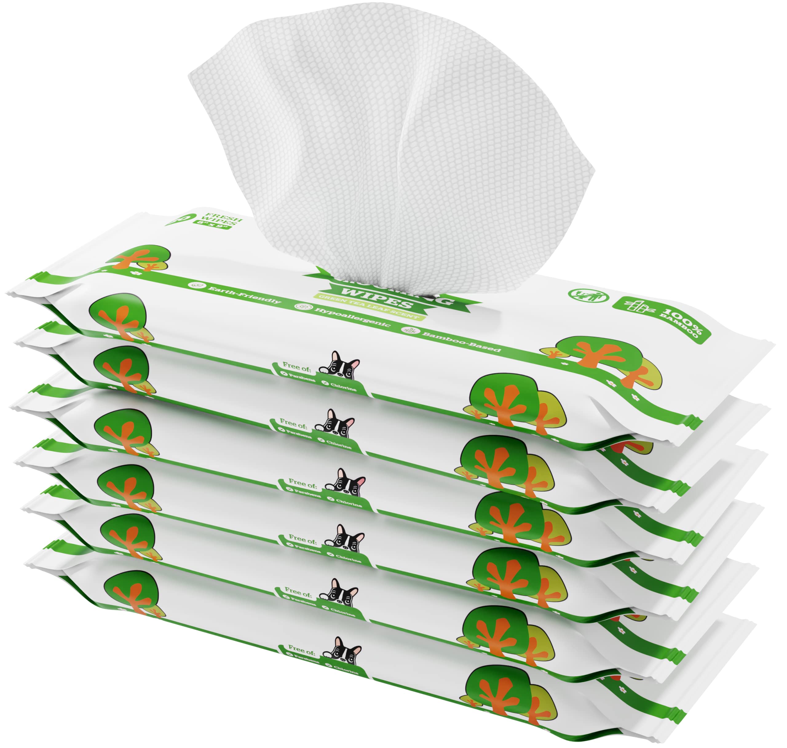 Pogis Dog Wipes Travel Packs - Hypoallergenic Pet Wipes For Paws, Body & Butt - Cleaning & Hydrating, Green Tea Scent, 120-Count