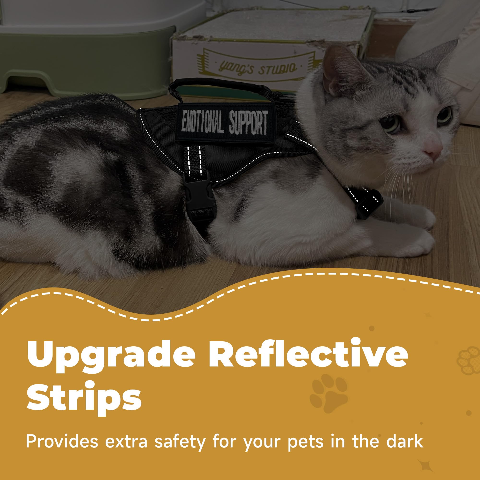 Tactical Cat Harness Adjustable Soft Padded Training Walking Esacpe Cat Vest Harness No-Pull Pet Harness Reflective With Easy Co