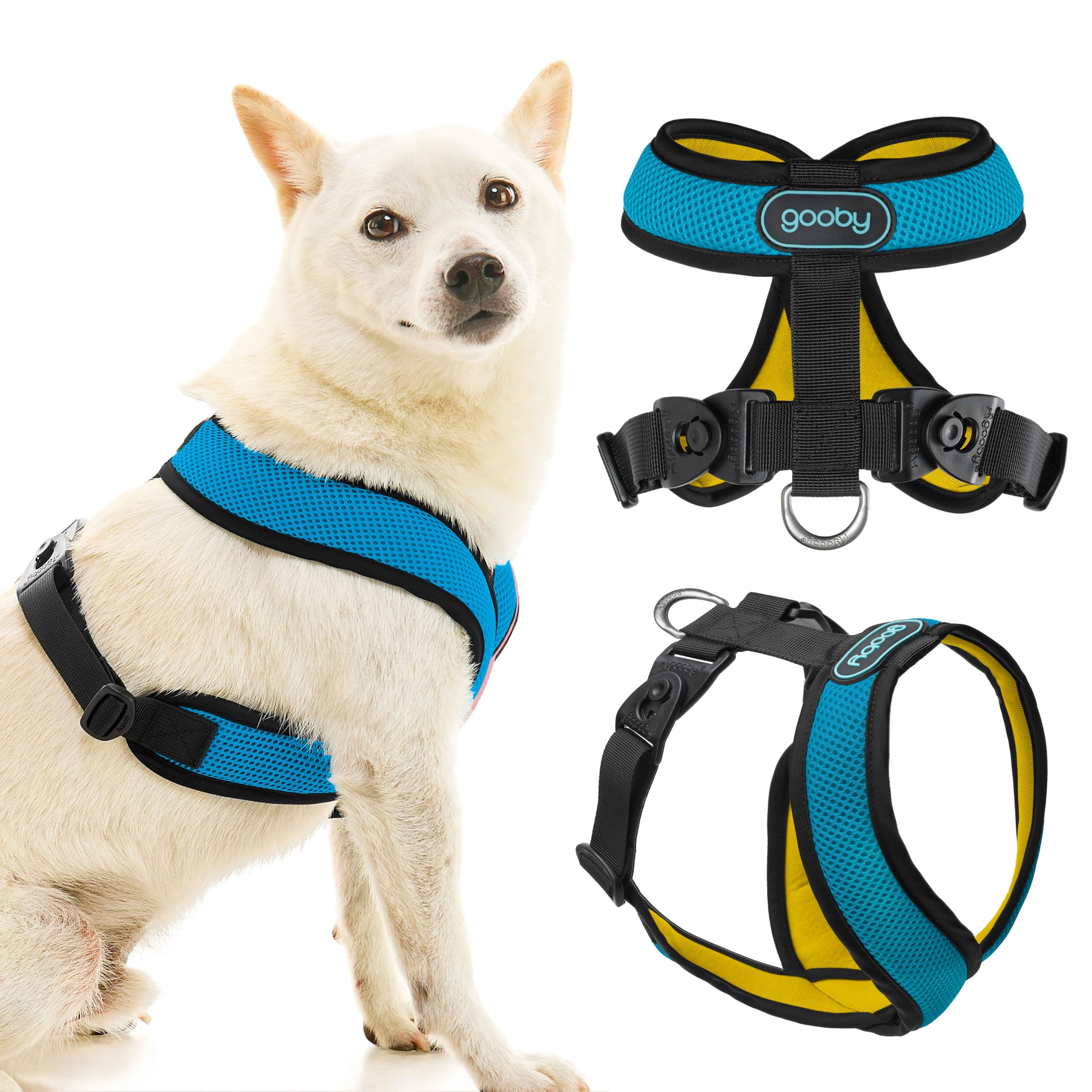 Gooby Comfort X Harness Dual Snap Mesh In Dog Harness - Ocean, X-Small