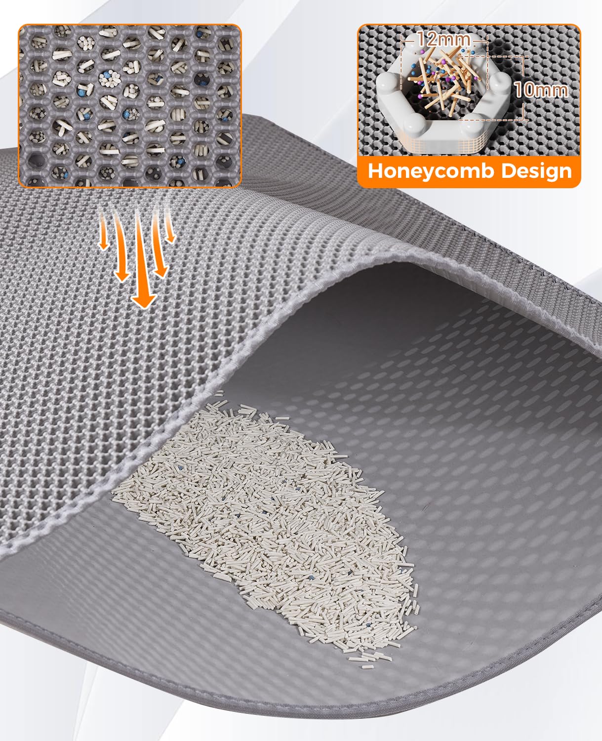 Poicrm Cat Litter Mat - Extra Large Xl 46''X 27'' Cat Litter Mat Litter Trapping Mat.Honeycomb Double Layer Design,Urine And Wat