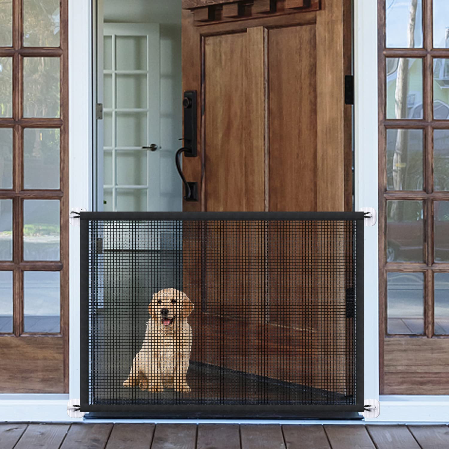 Mesh Gates for Kids or Pets, Magic Pet Gate for The House, Portable Baby Puppy Safety Fence Guard for Stairs and Doorways, Easy 
