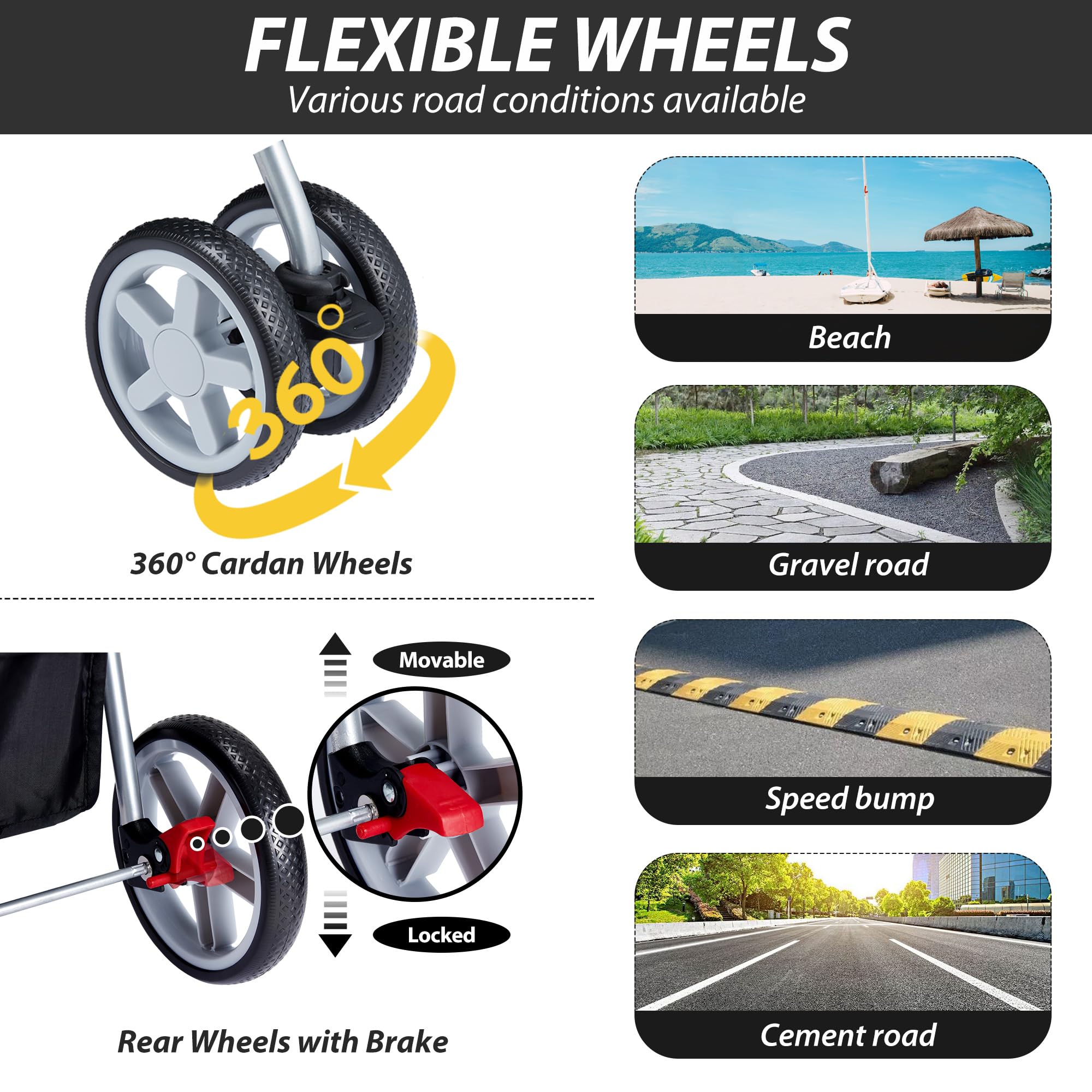 Unisakey 4 Wheels Pet Stroller For Small Medium Dogs Cats 10-33 Lbs, Foldable Dog And Cat Stroller With Cup Holder & Storage Bas