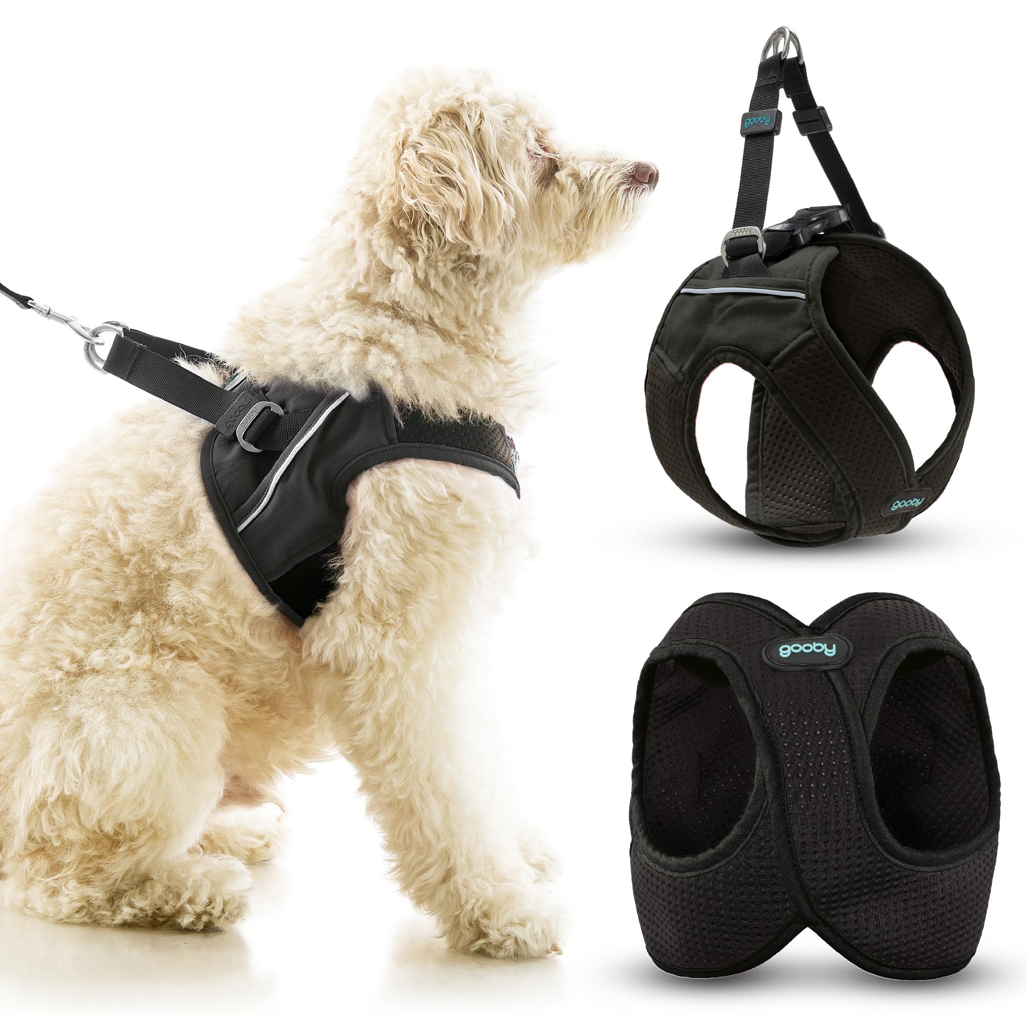 Gooby Escape Free Easy Fit X Step in Dog Harness - Vegas Black, Large