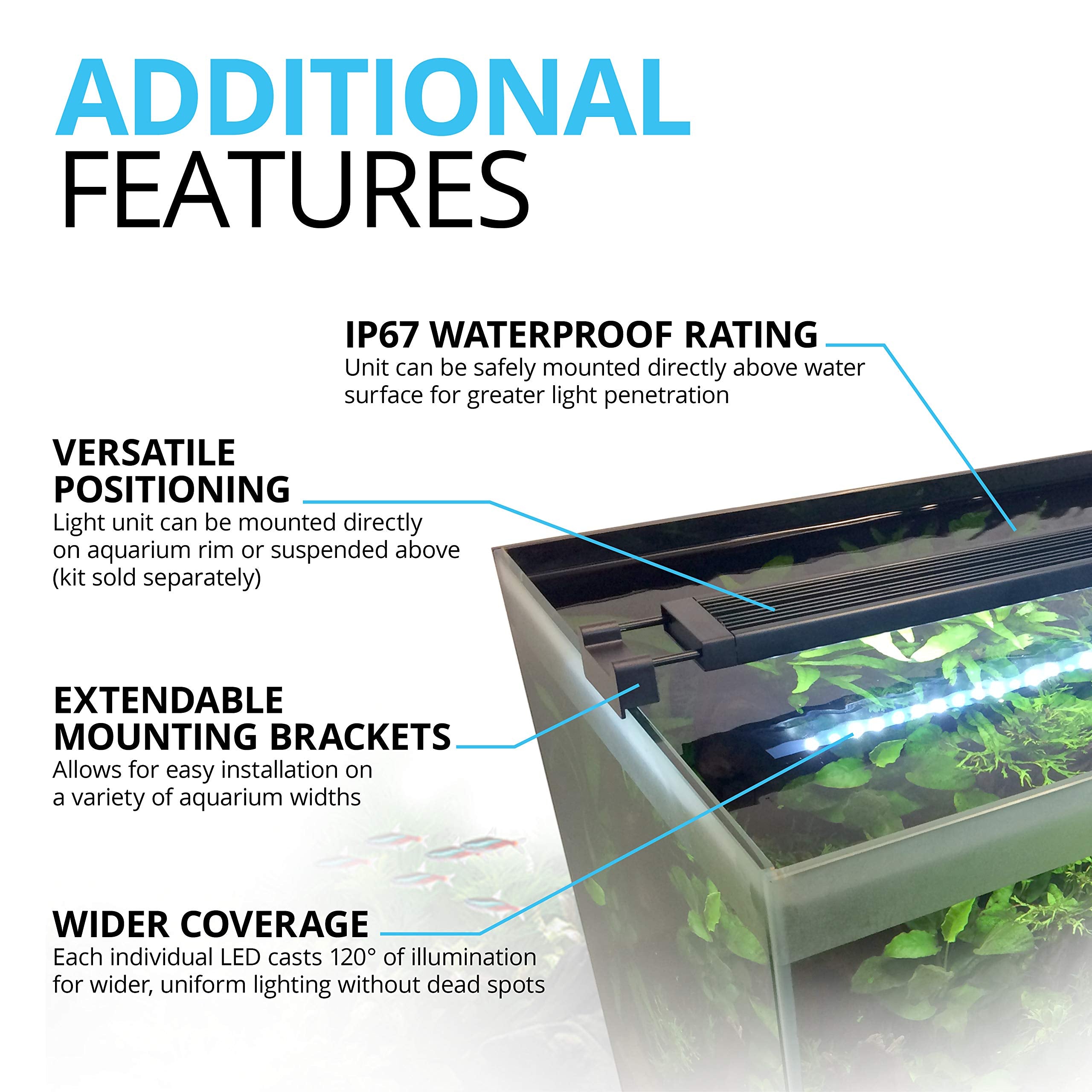 Fluval Aquasky 2.0 LED Aquarium Light - 27W, 36-46 inches, Plastic, Multi-Color (Red, Green, Blue, White), Model 145