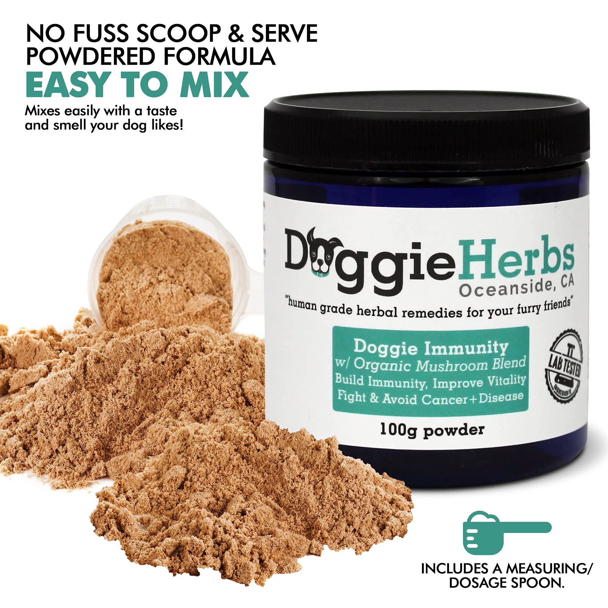 Doggie Herbs Immunity for Dogs Organic Mushrooms 22.3% Beta Glucan - Canine Health & Immunity Boost Dog Supplements - Herbal Pow
