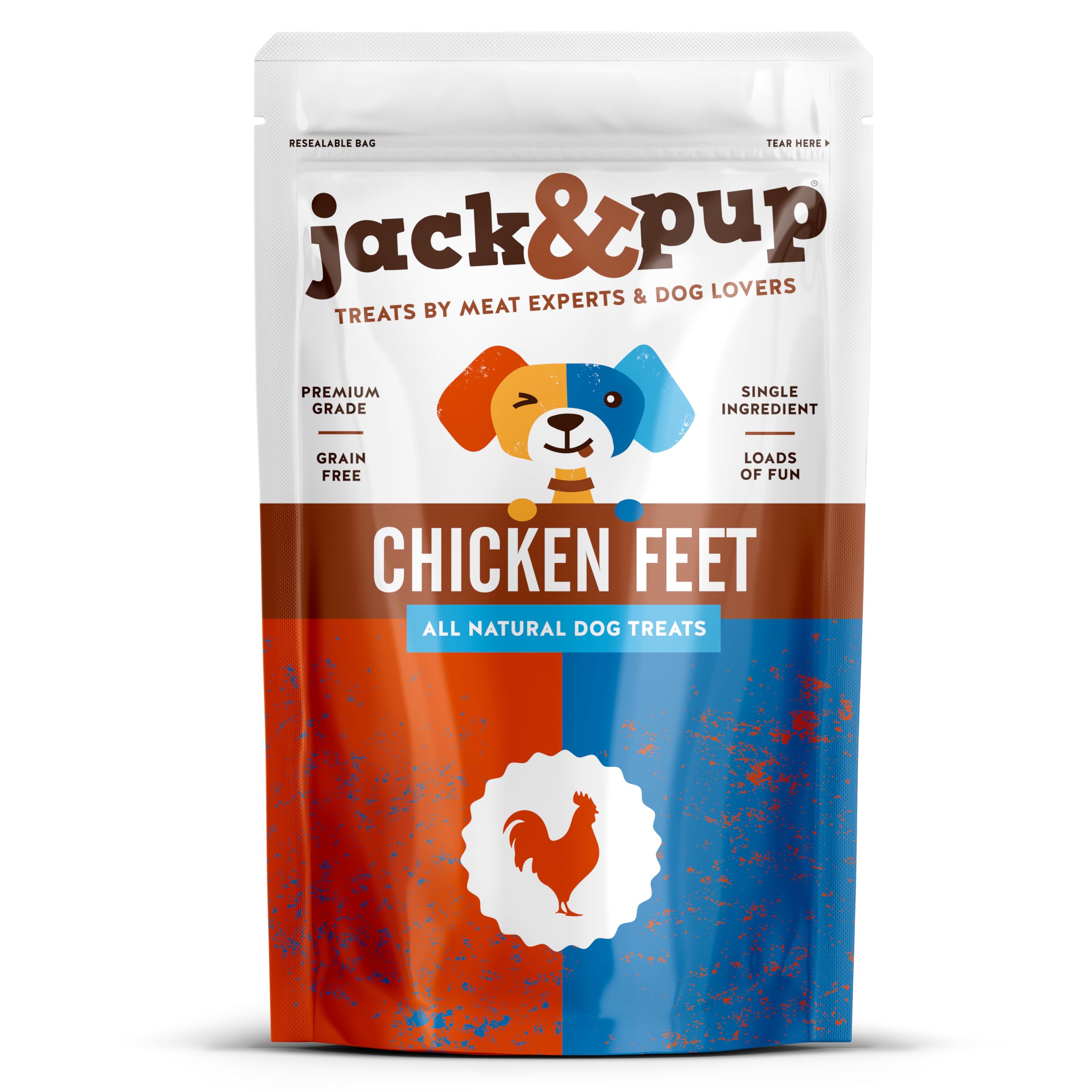Jack&Pup Dried Chicken Feet Dog Treats | 100% Natural, Fully Digestible, Dehydrated Chicken Feet for Dogs High Protein, Joint Su