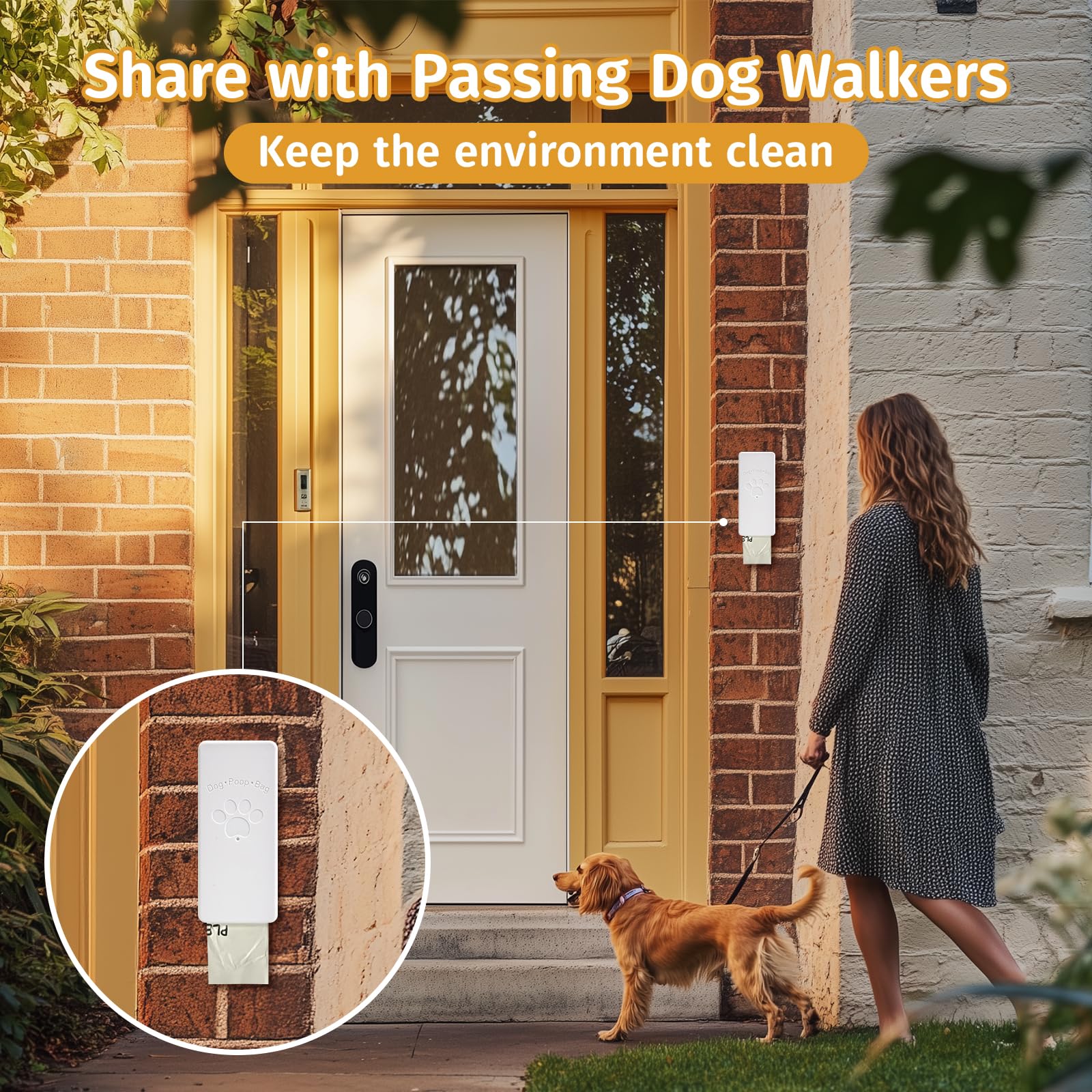 Qeerable Dog Poop Bag Dispenser, Wall-Mounted Dog Bag Dispenser Outdoor Or Indoor For Doggy And Pets, White Dog Poop Bag Holder