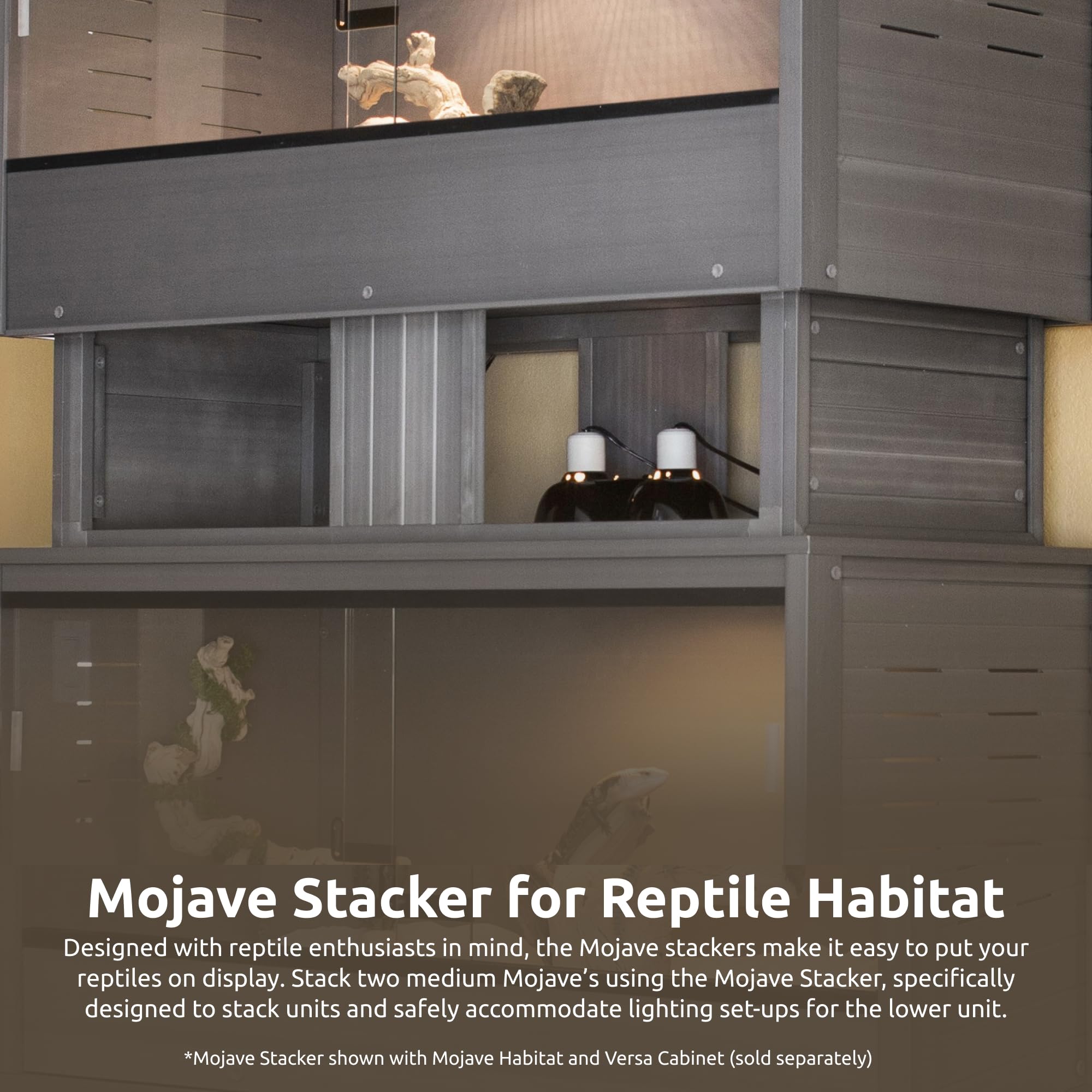 New Age Pet ECOFLEX Mojave Reptile Stacker, Medium, Gray, Durable Wood Plastic Composite, Easy to Clean, 10 Year Warranty
