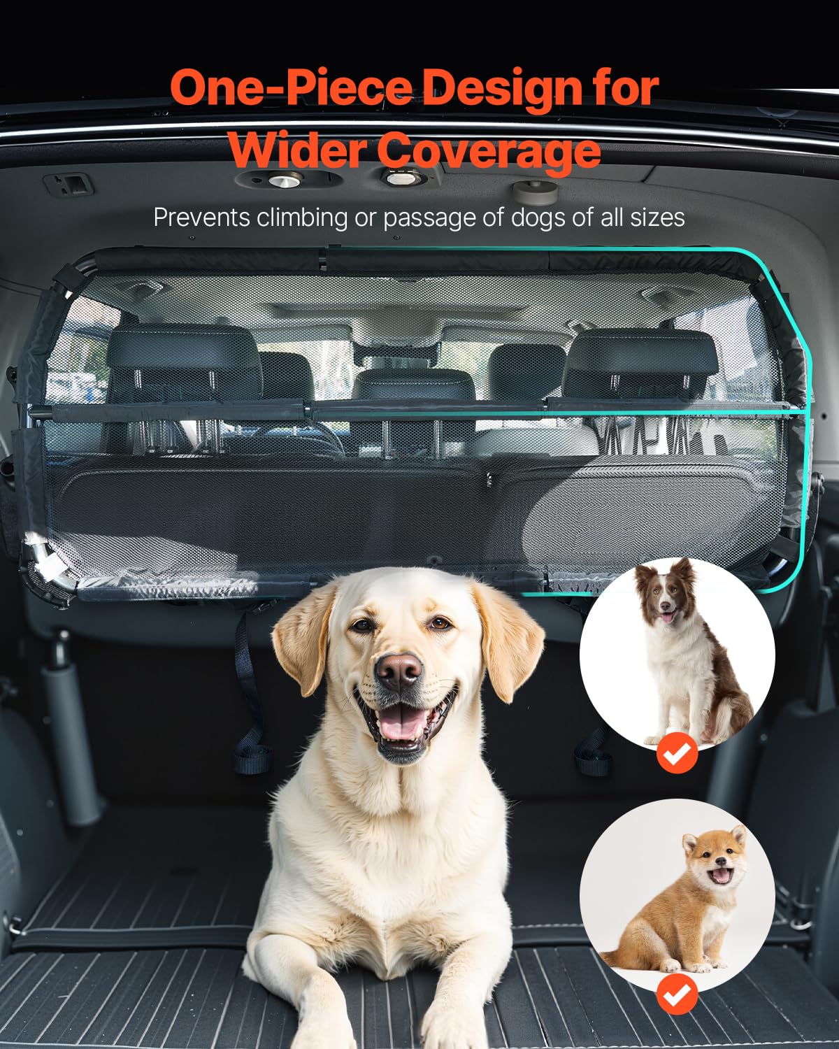 VEVOR Dog Car Barrier, 46'' Wide Car Divider for Cargo Area, Vehicle Pet Barrier with See Through Net Mesh, Universal-Fit Dog Ca