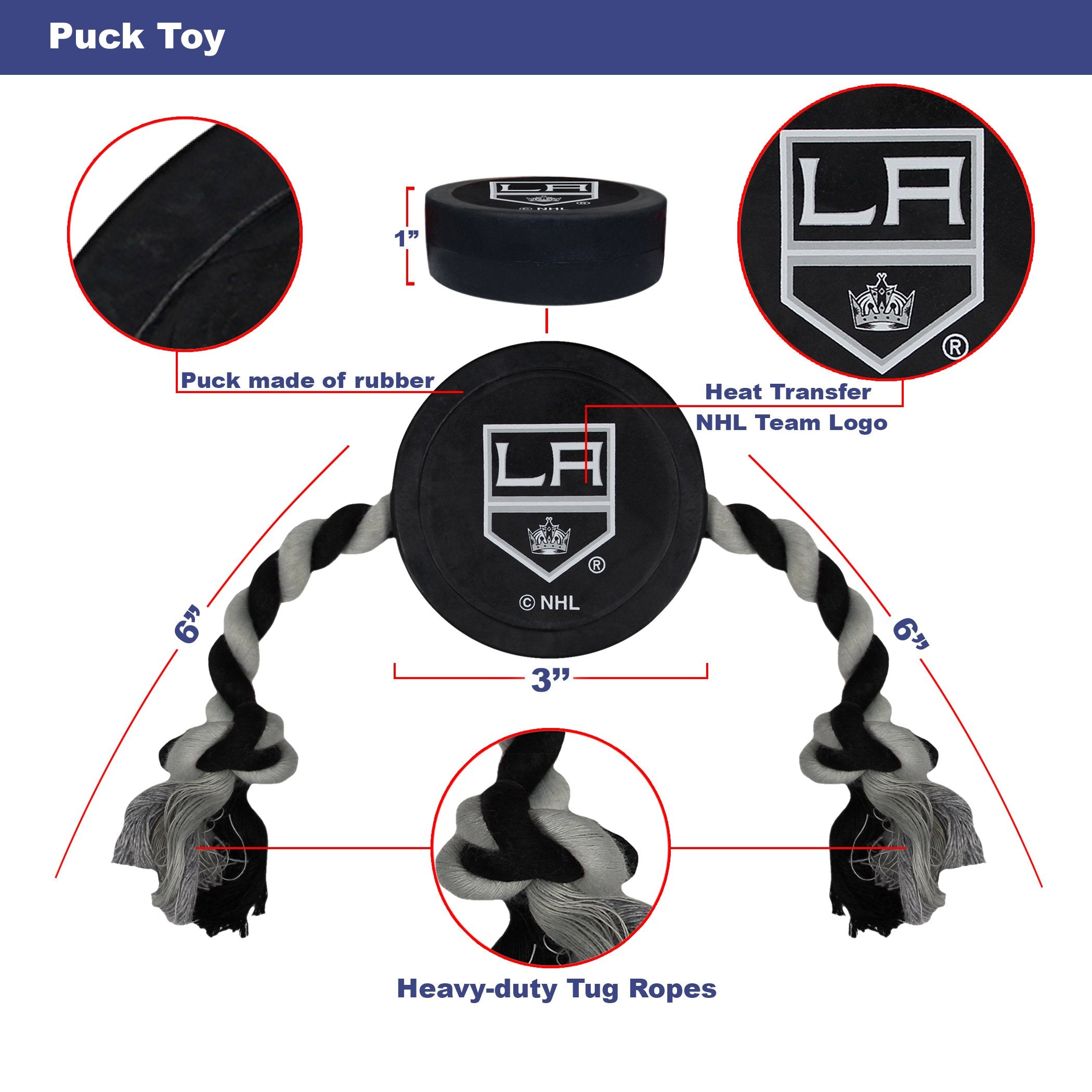 Pets First Nhl Los Angeles Kings Puck Toy For Dogs & Cats. Play Hockey With Your Pet With This Licensed Dog Tough Toy Reward!