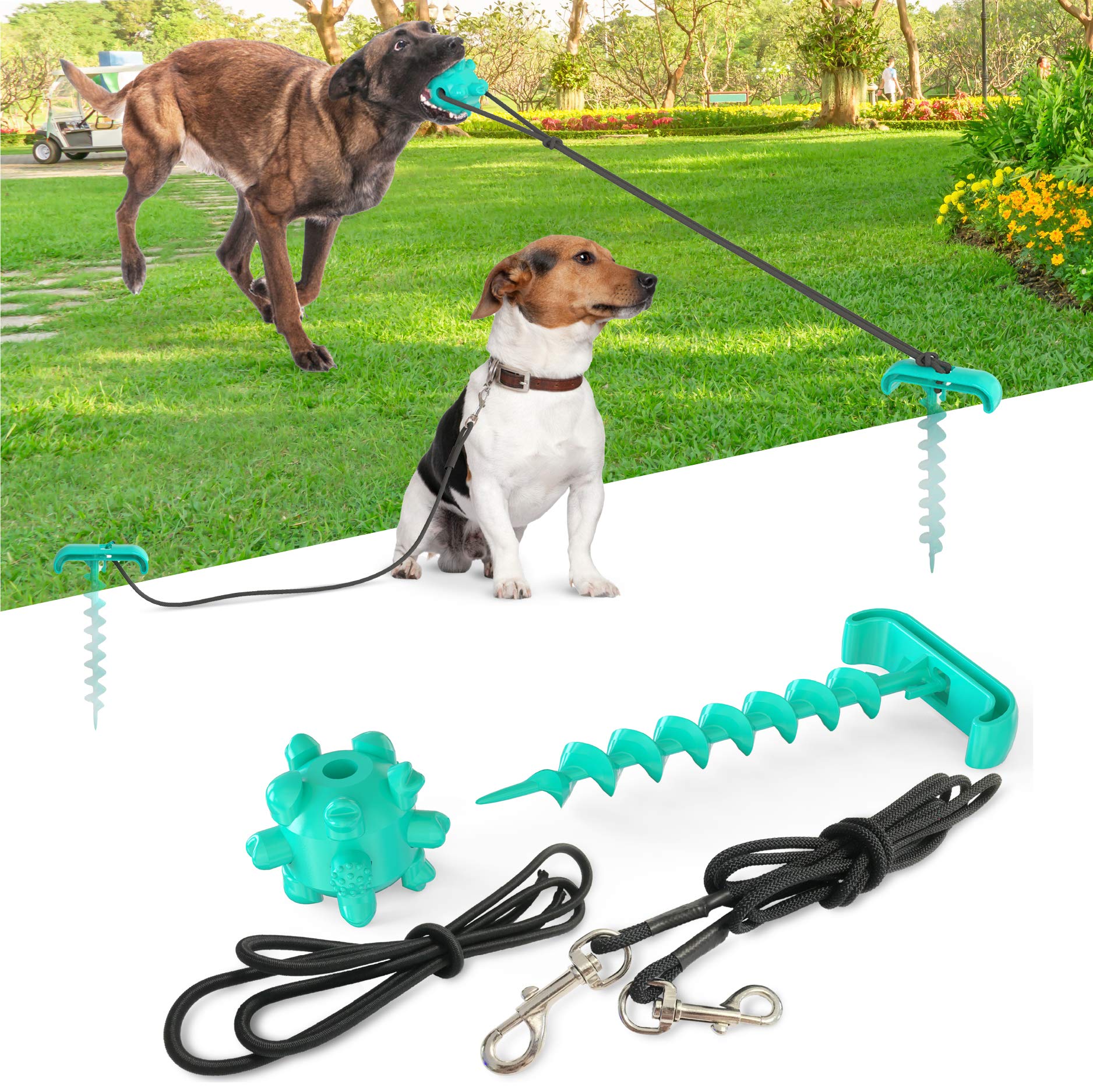 Anypet Dog Tie Out Cable And Stake, Multi-Functional Dog Stake With Dog Chew Toy For Small, Medium, Large Dog, Yard, Park, Outdo