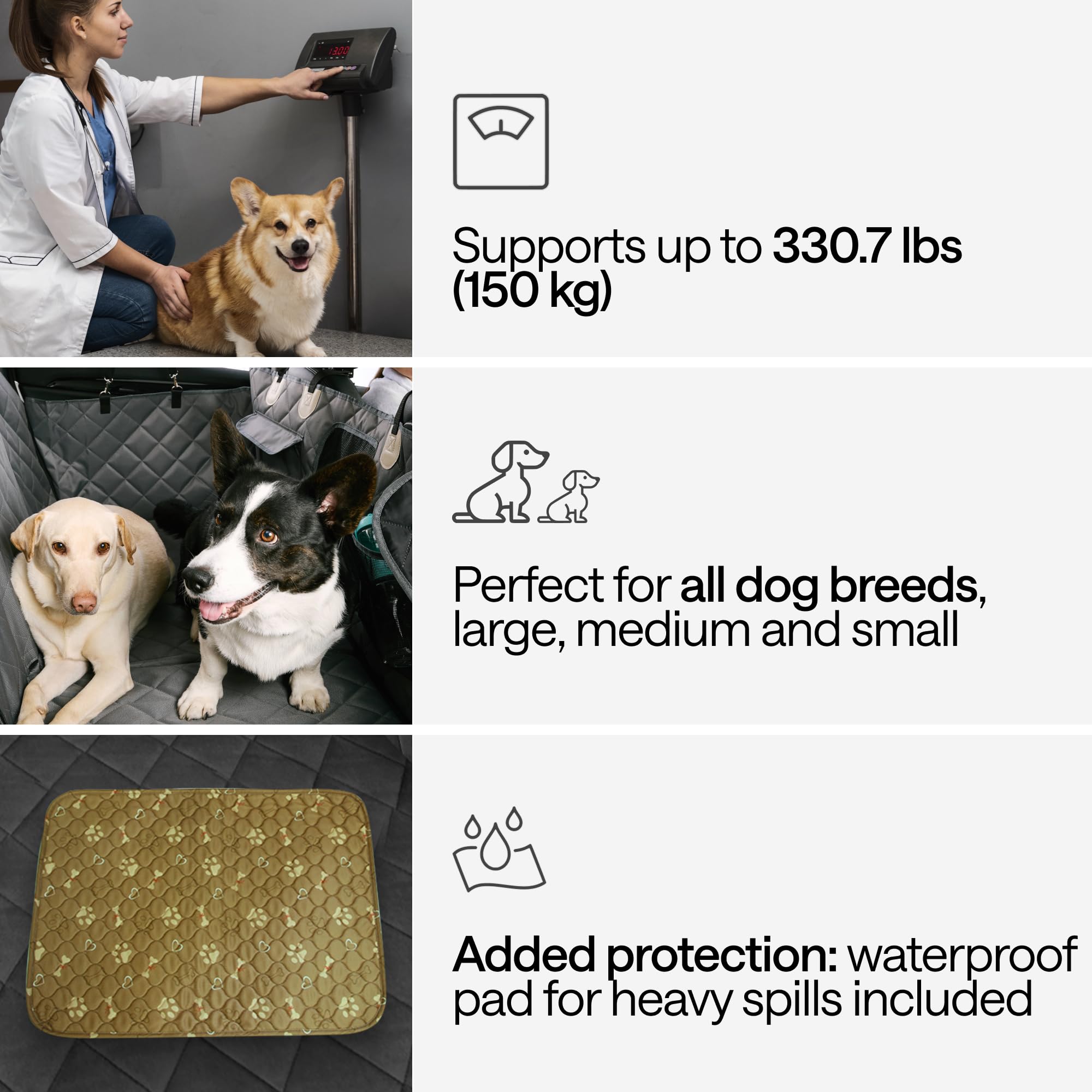 Waterproof Dog Car Seat Cover For Back Seat With Hard Bottom Inserts - Dog Hammock For Car, Suv, And Trucks - Pet Car Seat Cover