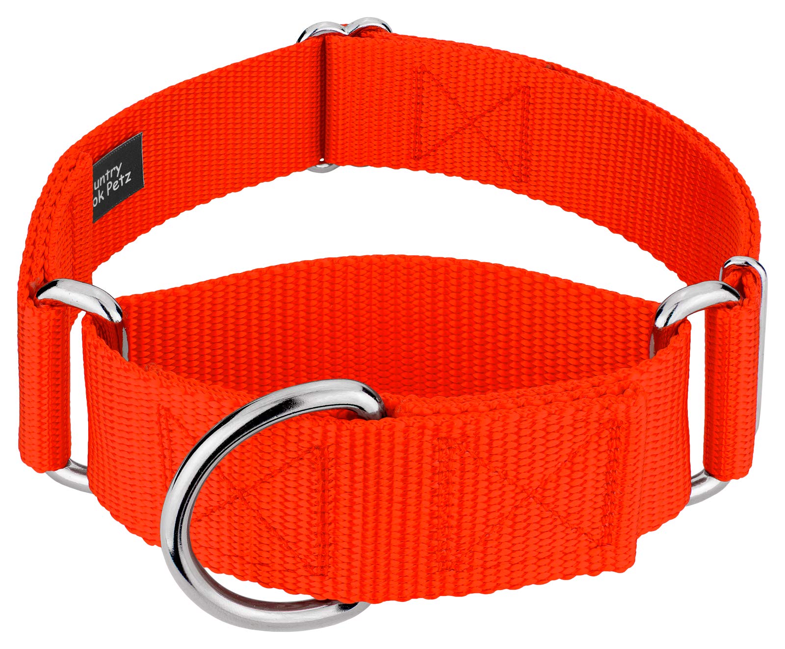 Country Brook Petz - Vibrant 15 Color Selection - Martingale Heavyduty Nylon Dog Collar (Medium, 1 1/2 Inch Wide, Hot Orange)