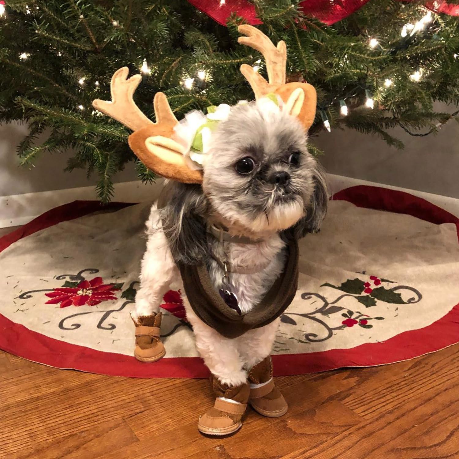 Fladorepet Pet Cat Dog Elk Antler Deer Horn Headband Headwear Hat,Halloween Christmas Dog Reindeer Deer Costume Outfits For Small Medium Large Dogs Pet Hair Accessories Apparel Gifts