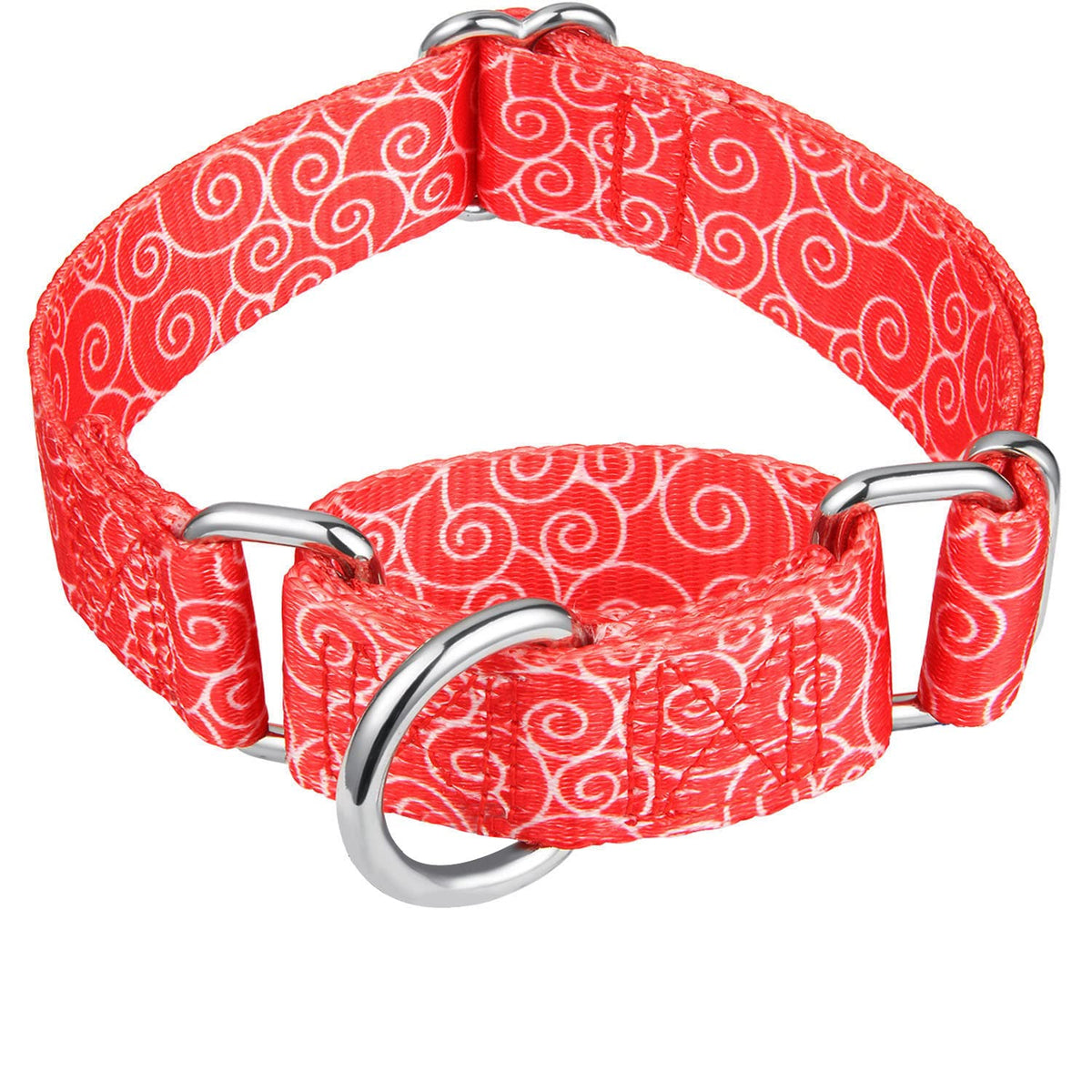 Dazzber Martingale Collars For Dogs, No Pull Anti-Escape Pet Collar, Heavy Duty For Medium Dogs, Adjustable 14 Inch To 21 Inch, Red, Auspicious Cloud