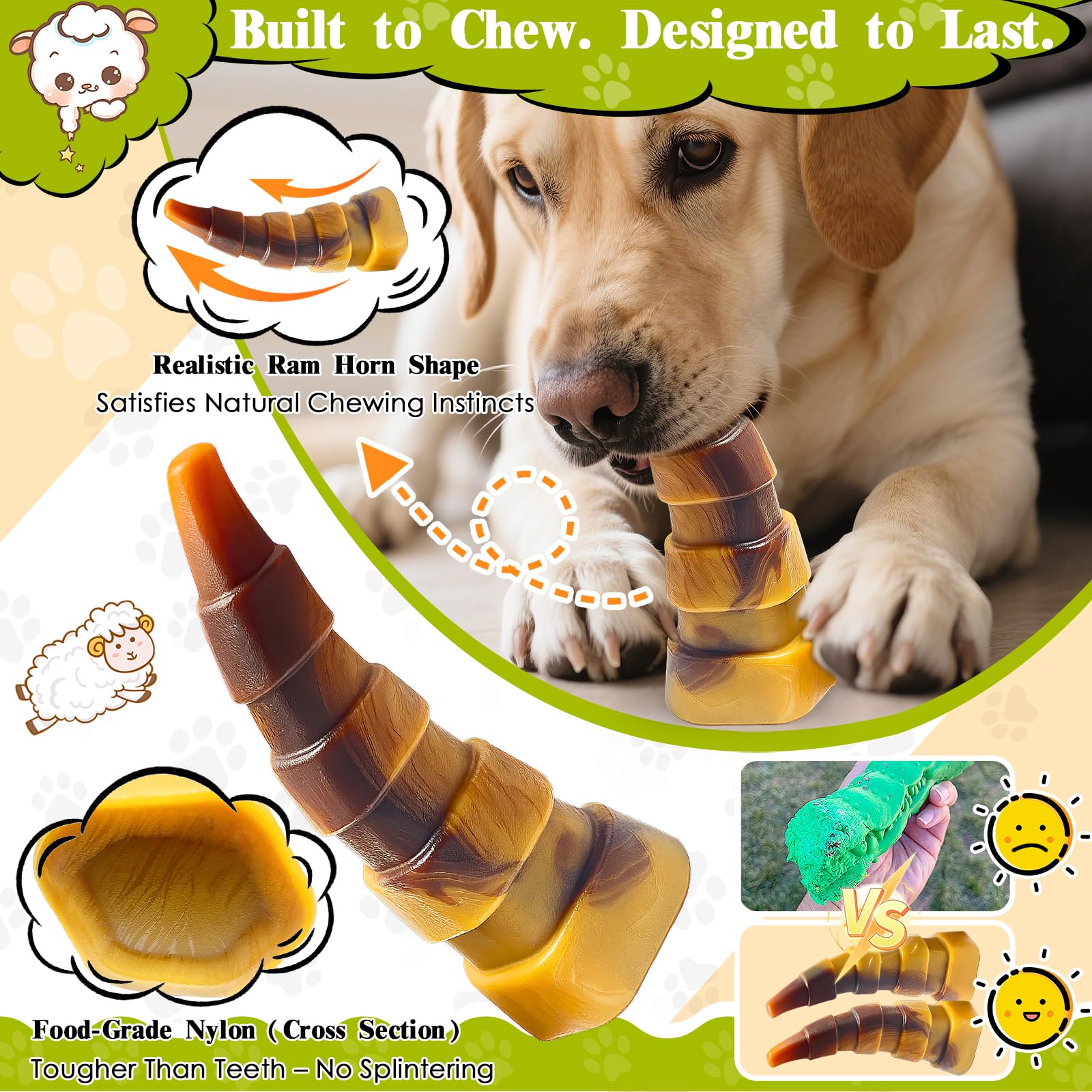 WOWBALA Dog Chew Toy Aggressive Chewers - 2 Pack Indestructible Dog Toys - Tough Dogs Toy to Keep Them Busy - Pet Toys for Mediu
