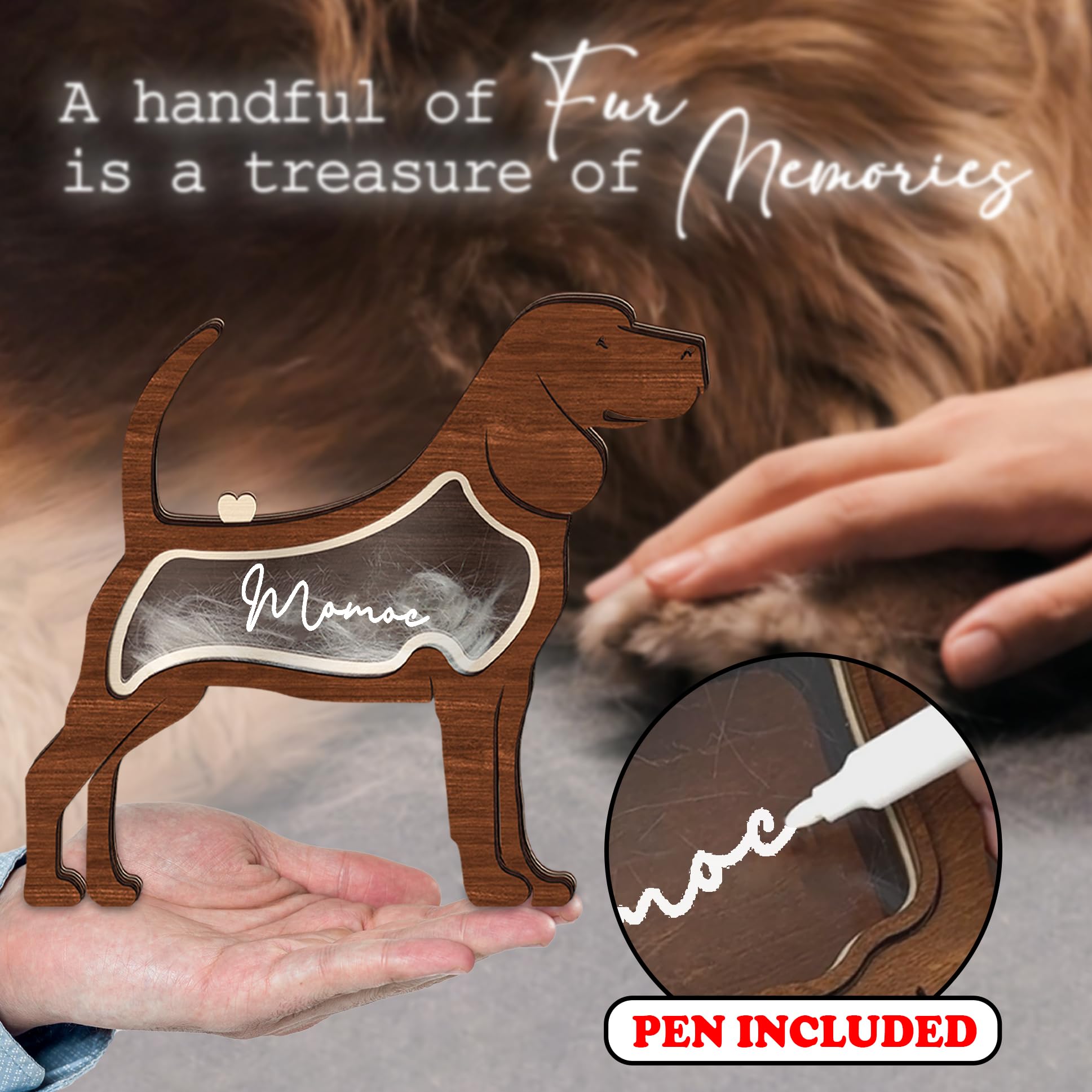 Beagles Dog Hair Keepsake Box Wooden Pet Fur Gifts For Dog Cat Unique Dog Shape Standable Tabletop Decor Pet Dog Memorial Idea G