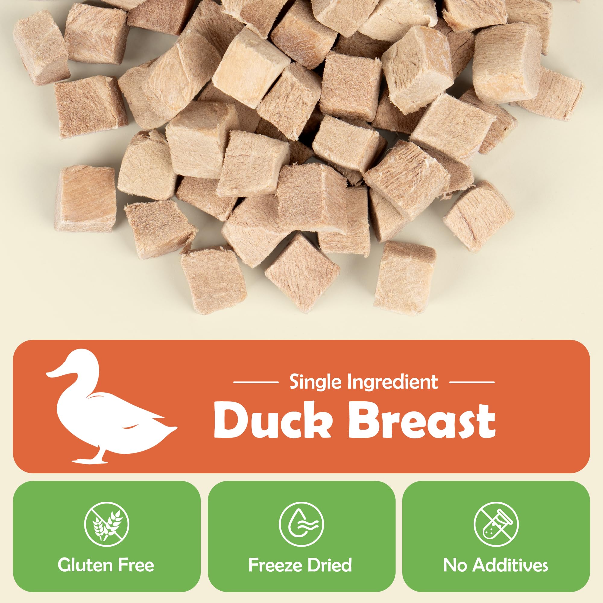 MON2SUN Freeze Dried Duck Cat and Dog Treats, Single Ingredient Natural and Healthy Dog Snacks, High Protein Training Treats & F