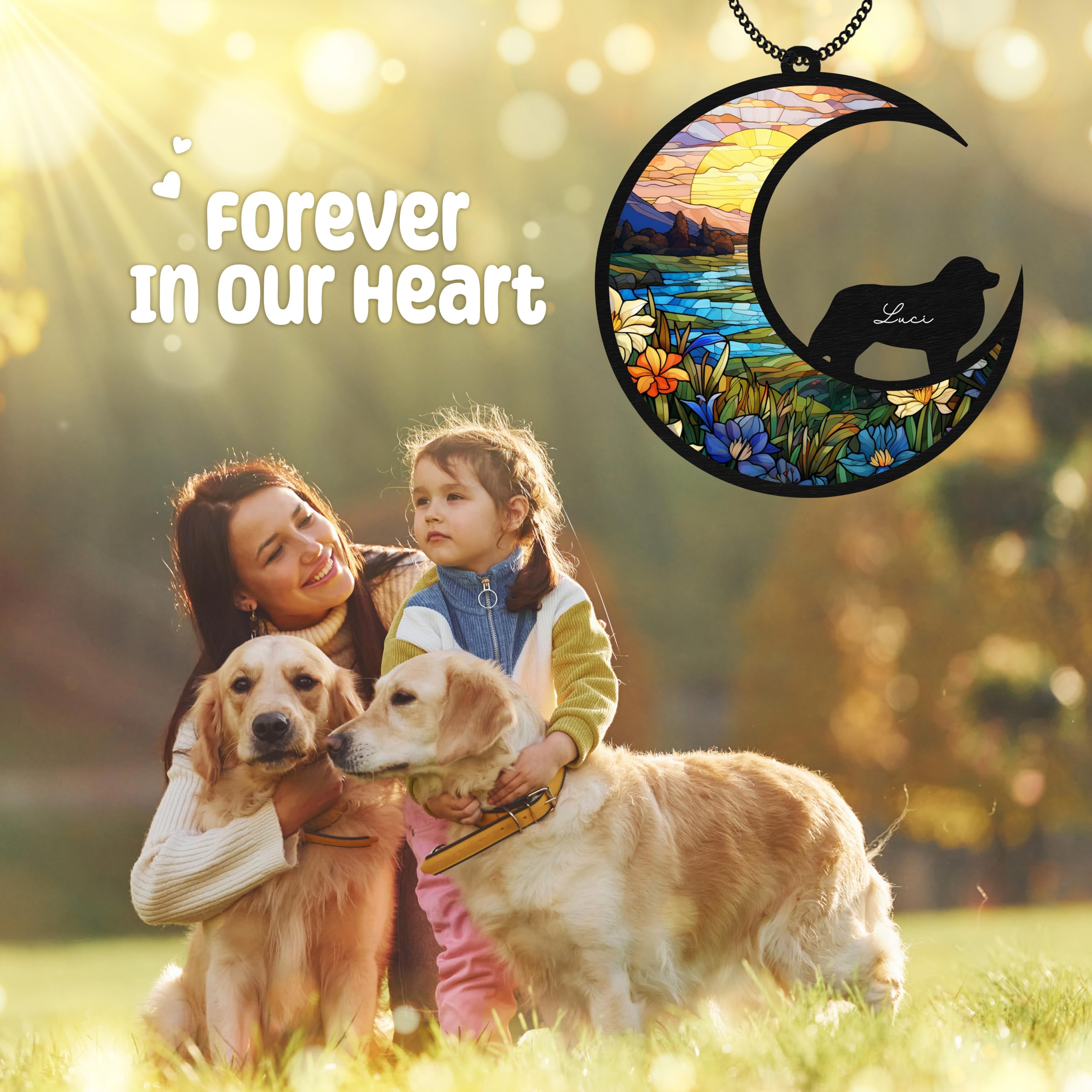 6'' Bernese Mountain Dog Memorial Suncatcher Personalized Name Dog Breed Pet Ornament Window Car Hanging Sympathy Gift For Loss