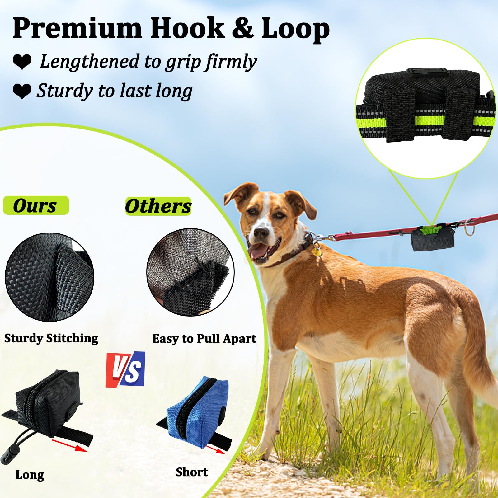 Dog Poop Bag Holder (2 Pack) Poop Bag Holder For Leash Attachment, Doggie Pet Waste Bag Dispenser, Puppy Potty Carrier Small Dog