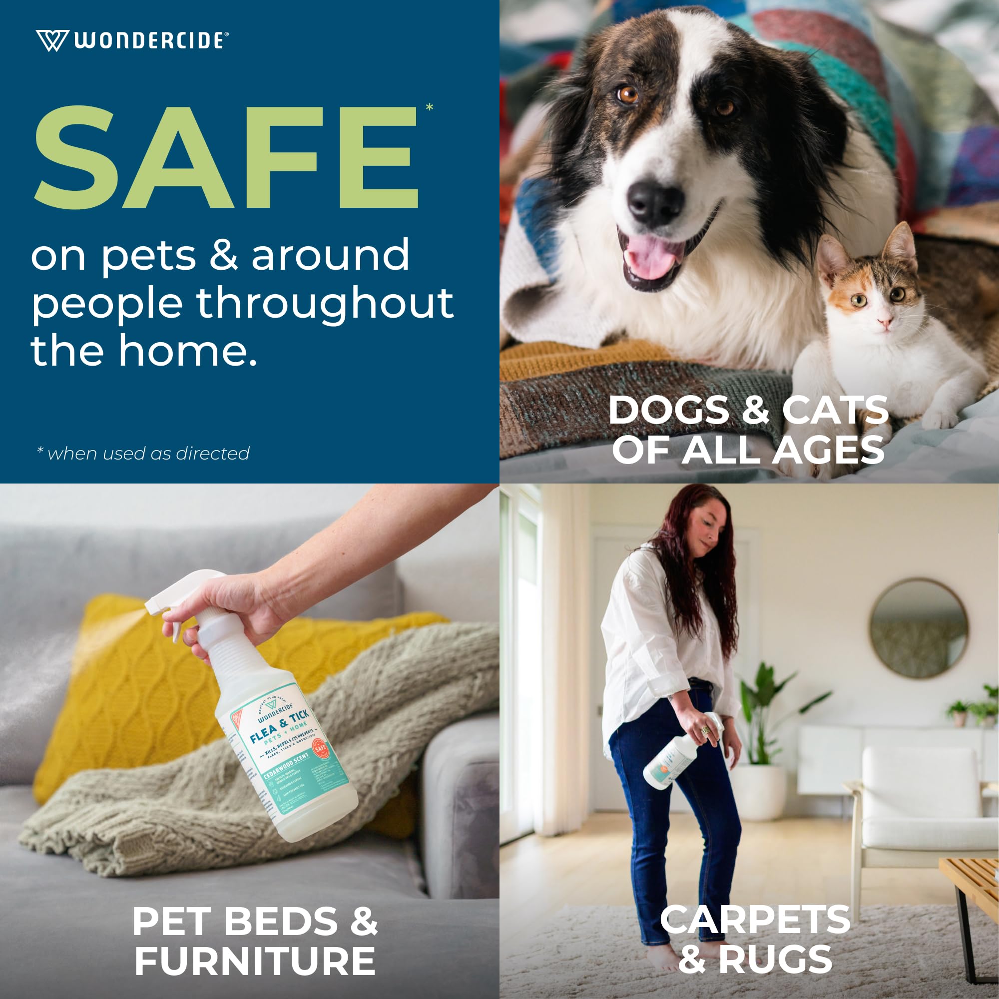 Wondercide - Flea, Tick & Mosquito Spray for Dogs, Cats, and Home - Tick Killer, Control, Prevention, Treatment - with Natural E