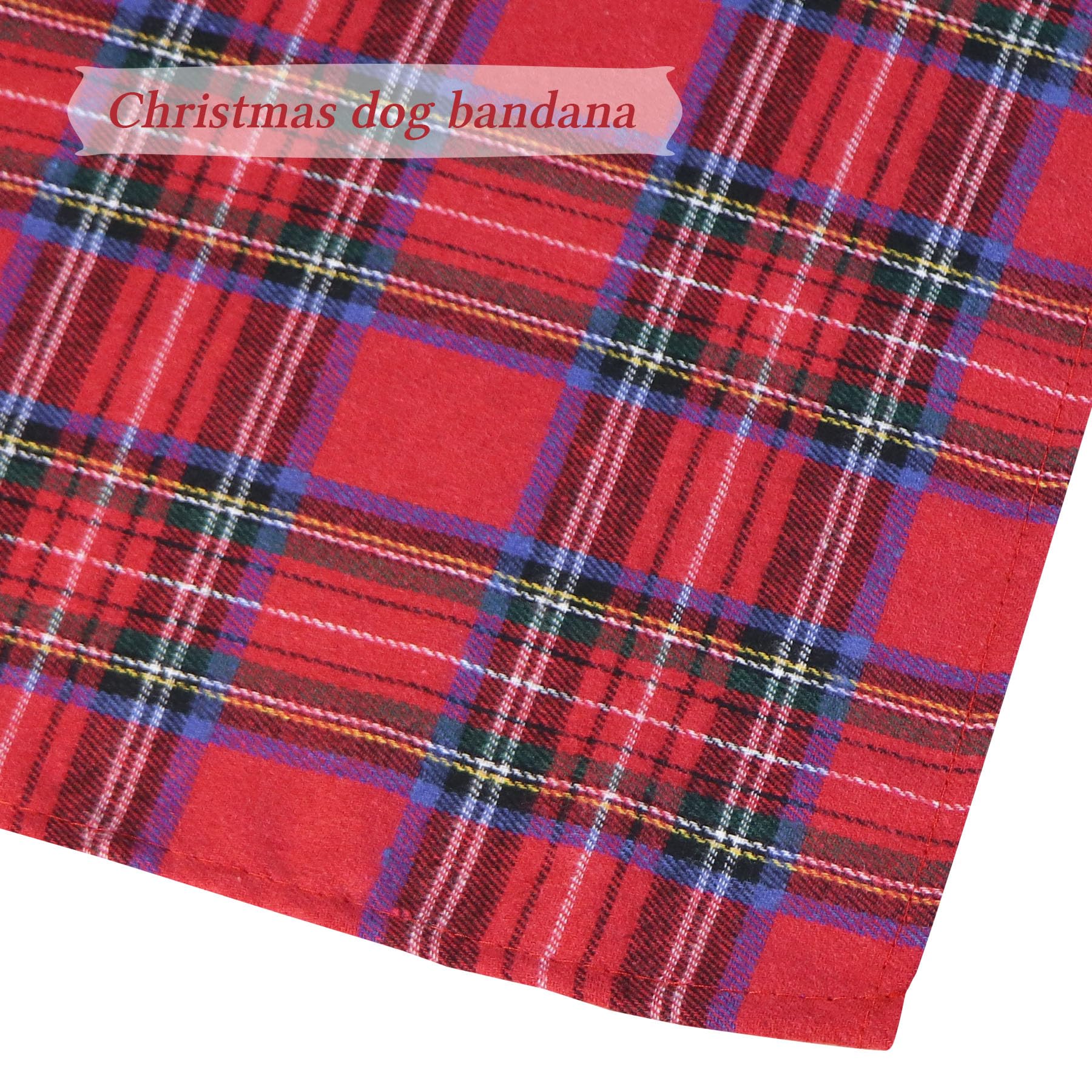 Stmk 2 Pack Christmas Dog Bandanas, Multi Size Dog Christmas Bandana, Premium Cotton Fabric Plaid Holiday Christmas Bandanas For