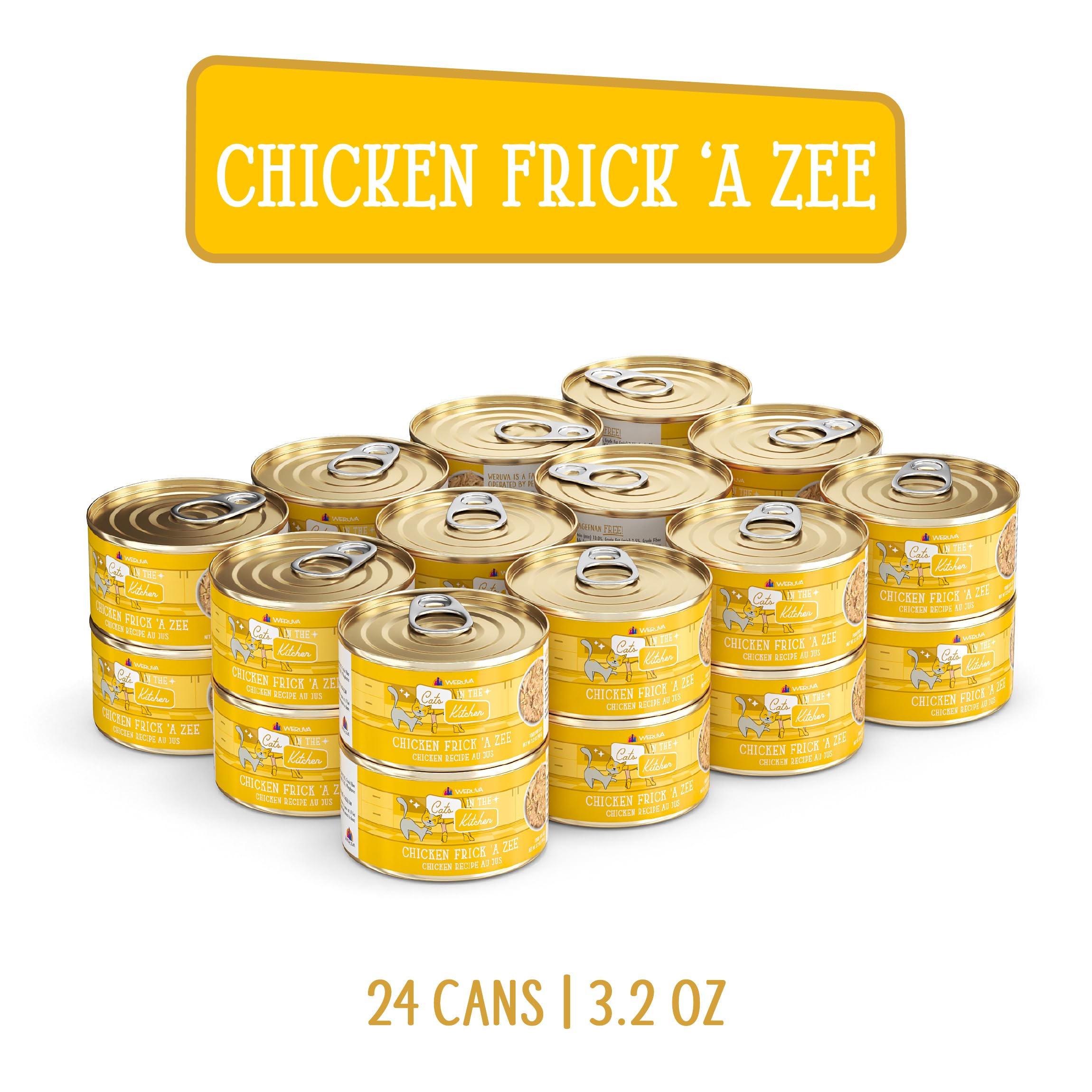 Weruva Cats in The Kitchen, Chicken Frick A Zee with Chicken Au Jus Cat Food, 3.2oz Can (Pack of 24)