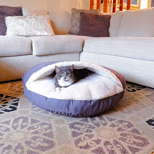 Snoozer Classic Poly-Cotton Cozy Cave Pet Bed, Large, Heather Gray