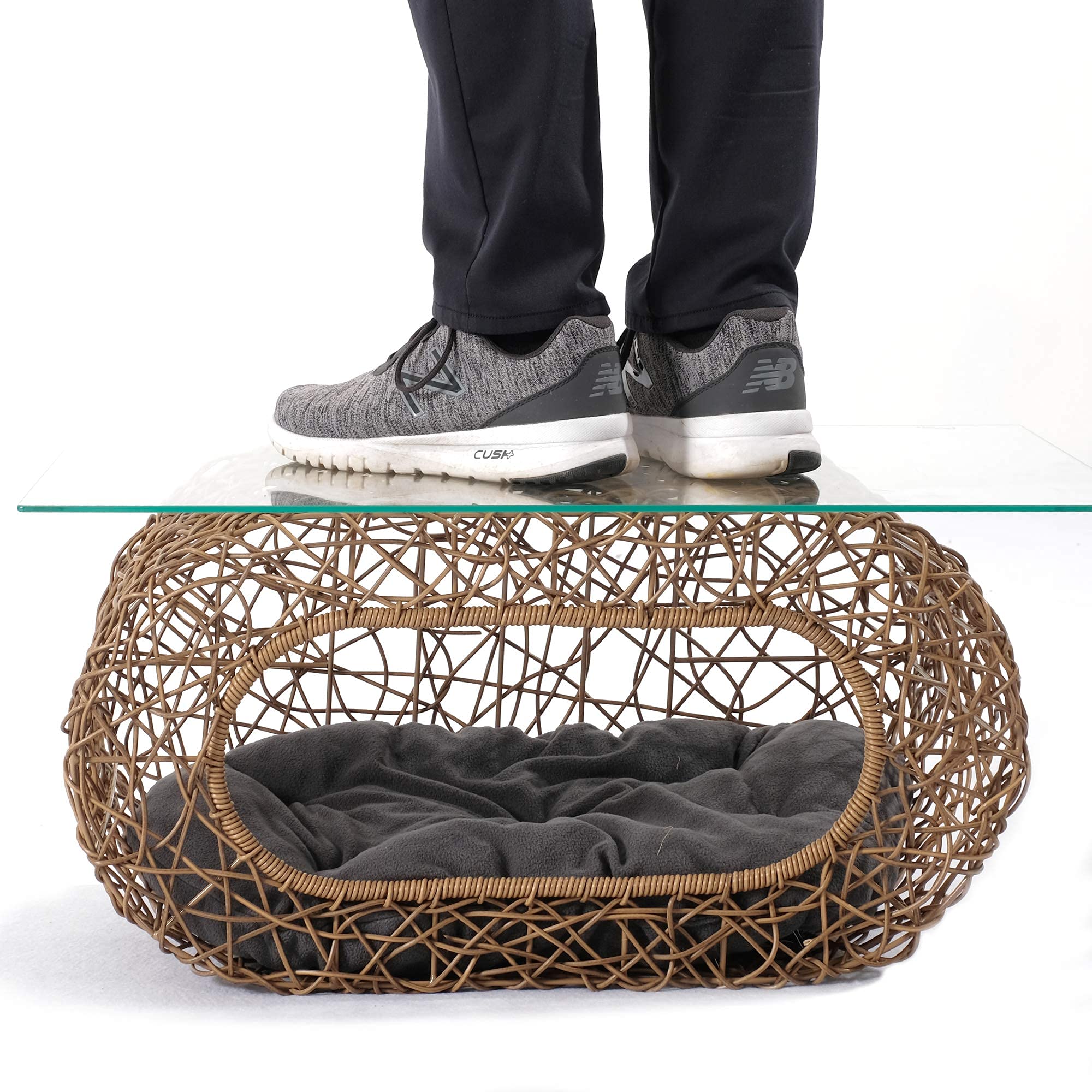 Fun Stackable Cat Condo For Indoor Cats - Interactive Play Faux Rattan Cat House For Indoor Cats Kitty, Pet Friendly Top/Side Ho