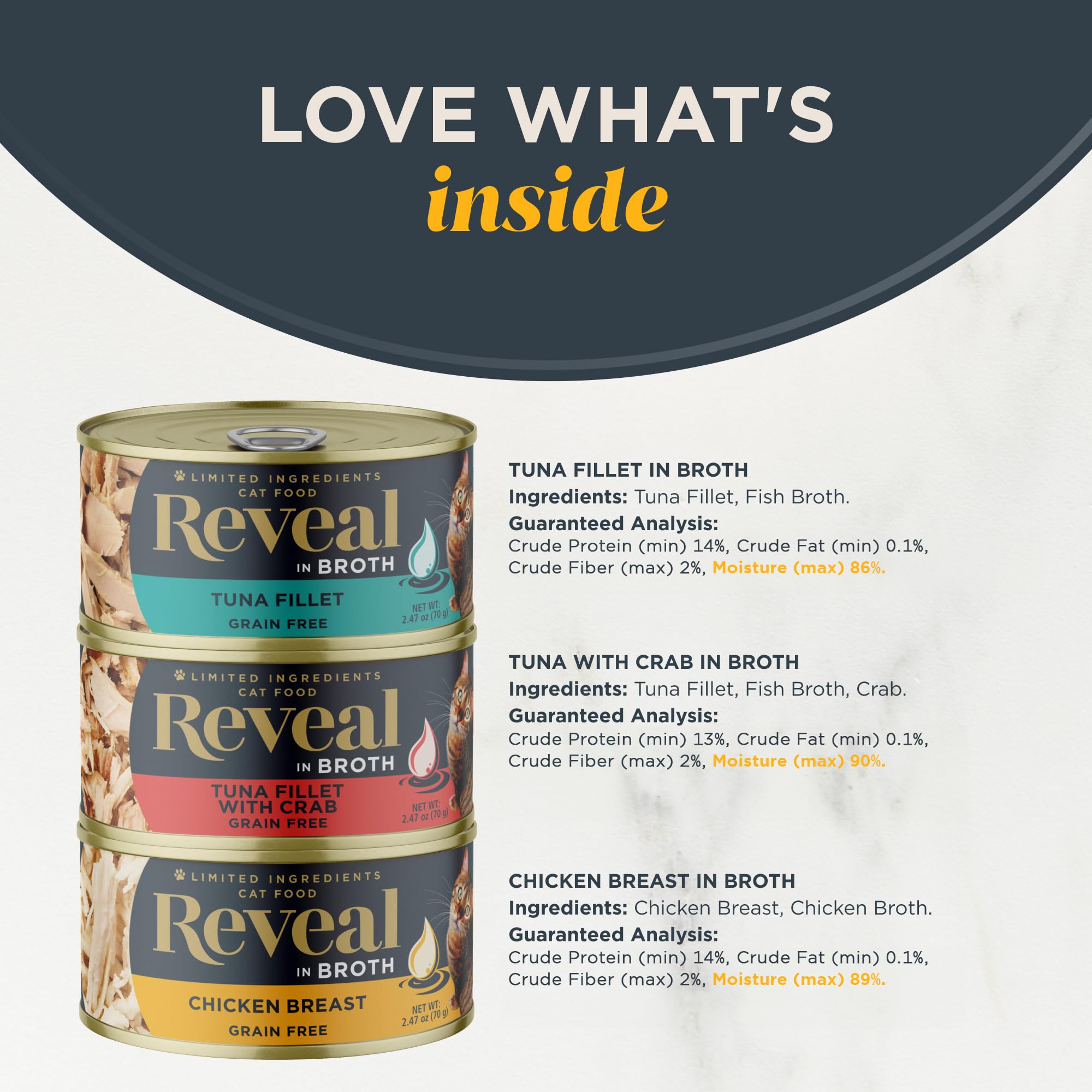 Reveal Natural Wet Cat Food, 12 Count, Grain Free, Limited Ingredient Canned Food for Cats, Fish and Chicken Variety in Broth, 2