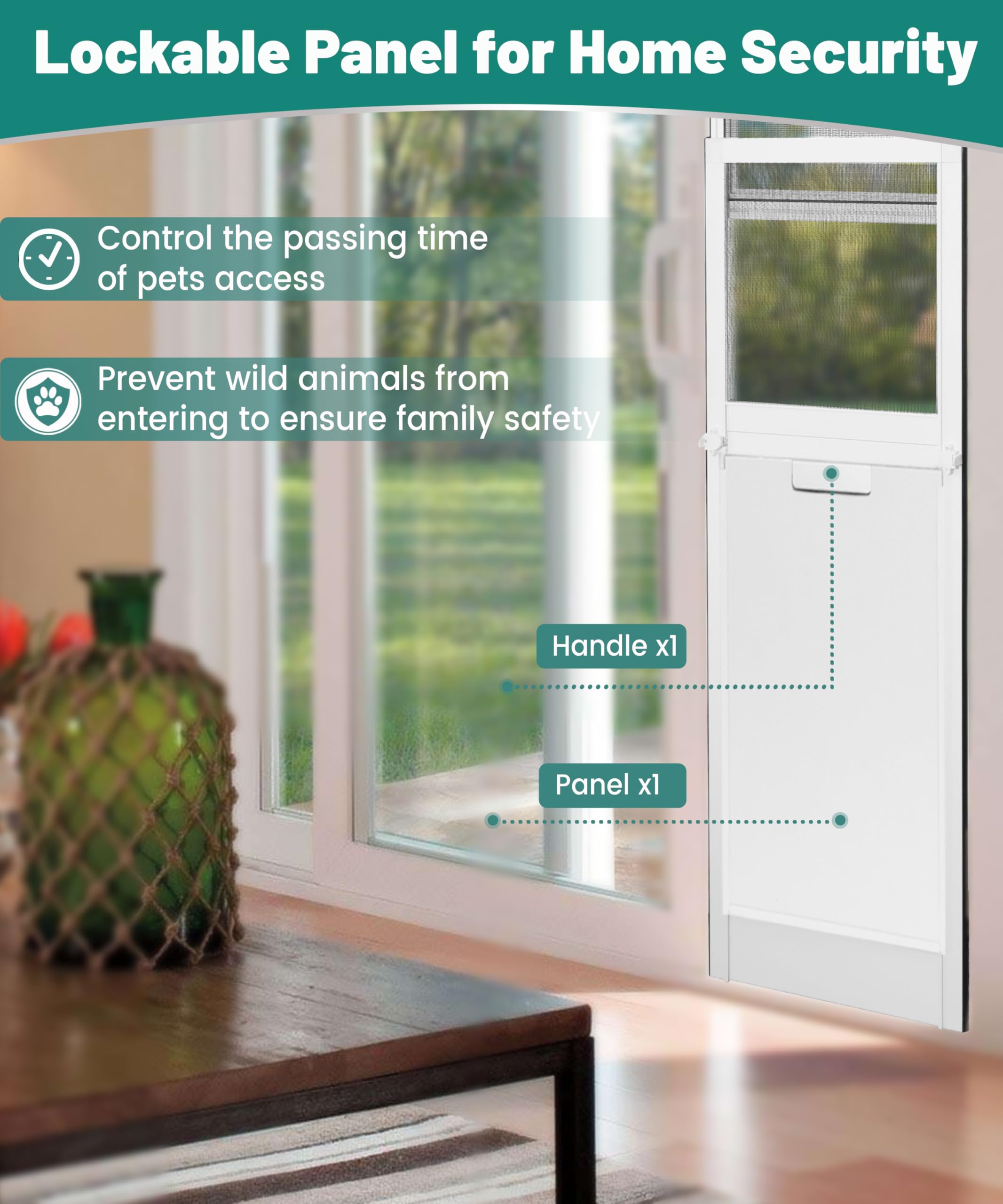 Fantrek Extra Large Dog Door For Sliding Door - X Large Dog Door For Sliding Glass Door - Pet Door For Patio Slider Insert