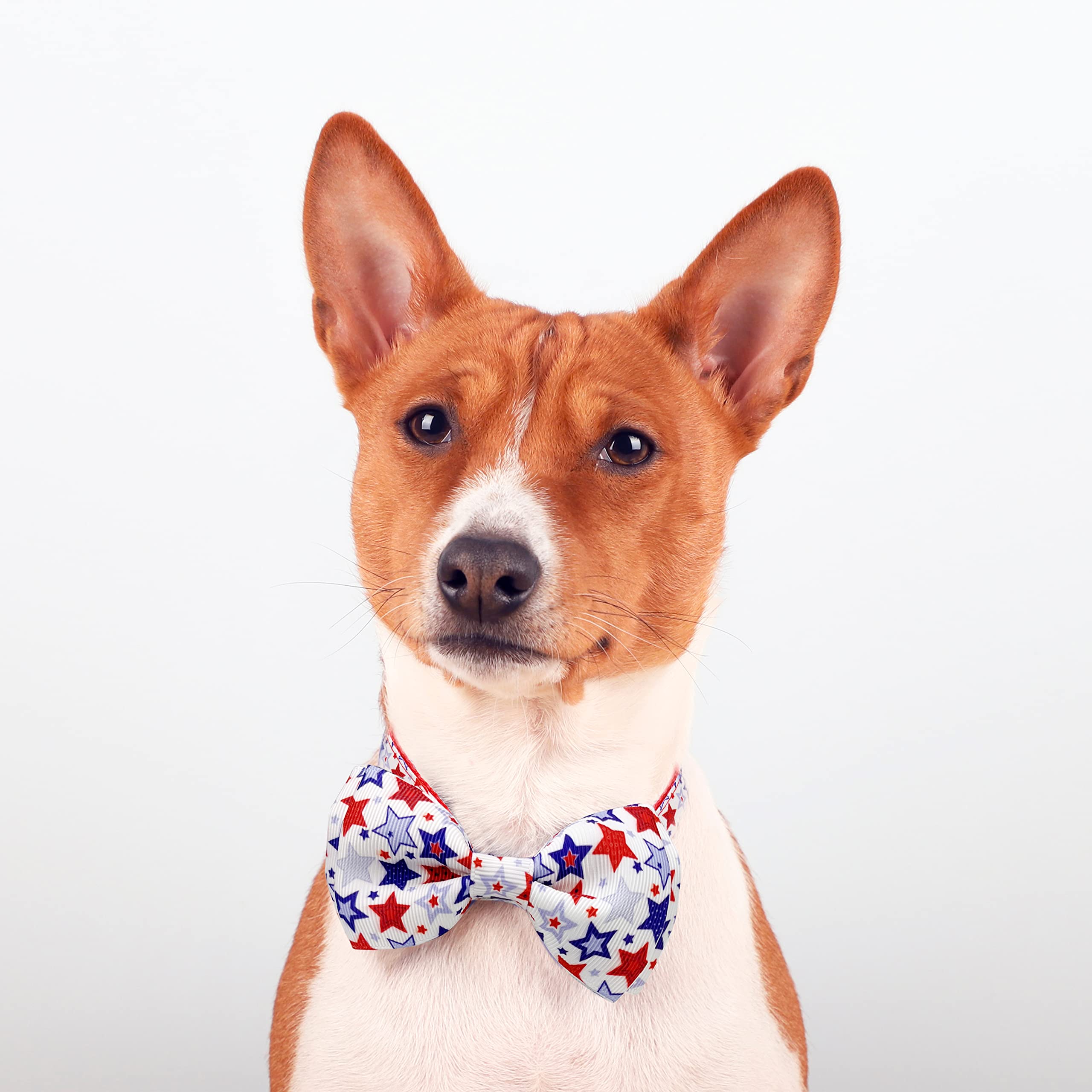 4Th Of July Dog Bow Tie Collar, 2 Pack Holiday Independence Day Patriotic Paws American Stars Collar For Large Medium Small Dogs