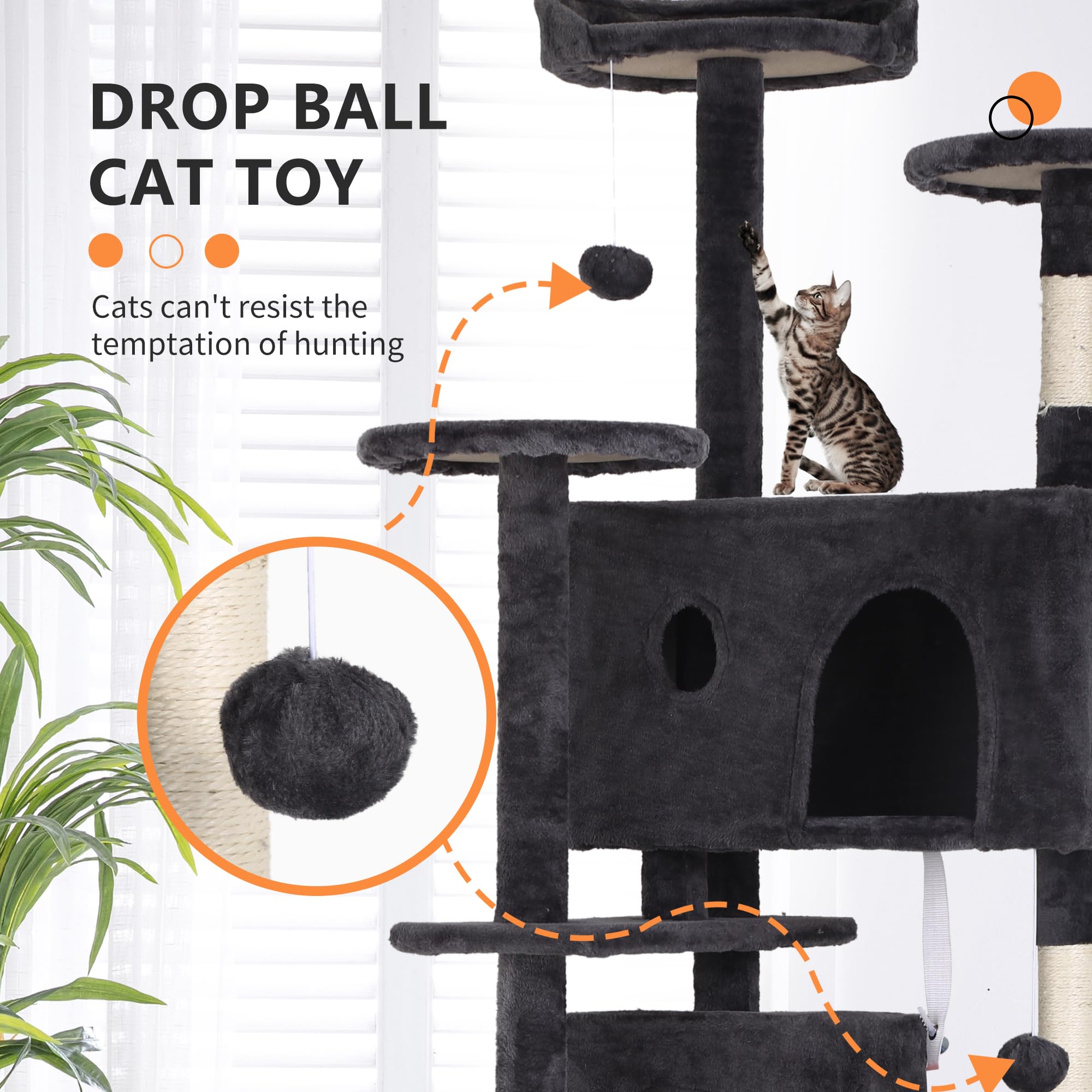 Bestpet 70In Cat Tree Tower For Indoor Cats,Multi-Level, Furniture Activity Center With Scratching Posts Stand House Cat Condo W