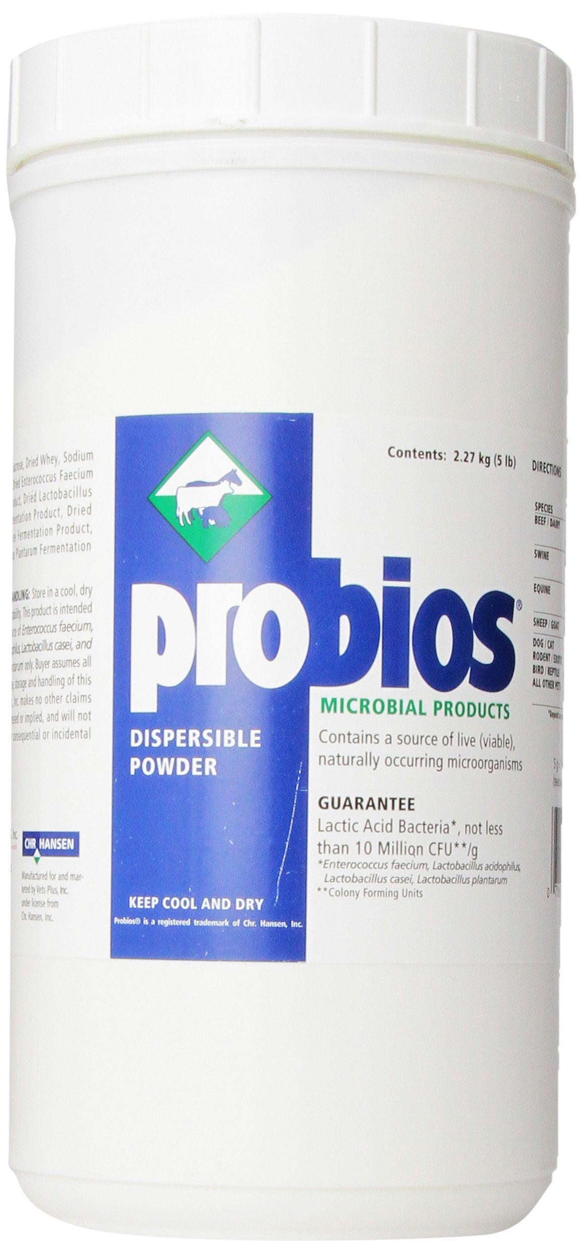 Probios Dispersible Powder - Pet Probiotic For Swine, Equine, Sheep, Goat, Dog, Cat, Bird, Rabbit (5 Lbs)