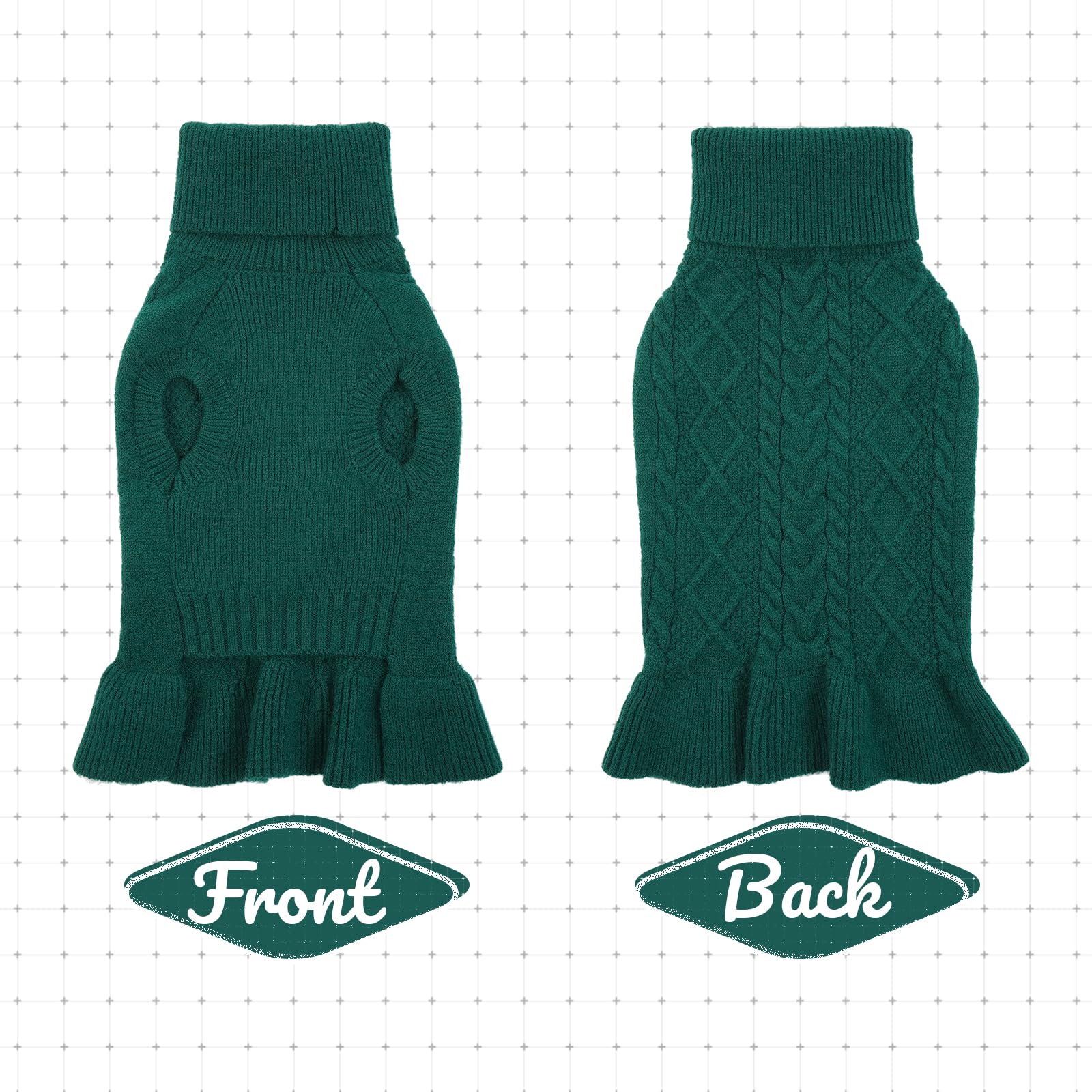 Lelepet Medium Dog Sweaters for Girls Dog Sweater Dress Dog Sweaters for Medium Dogs Turtleneck Pullover Dog Knitwear Cable Knit