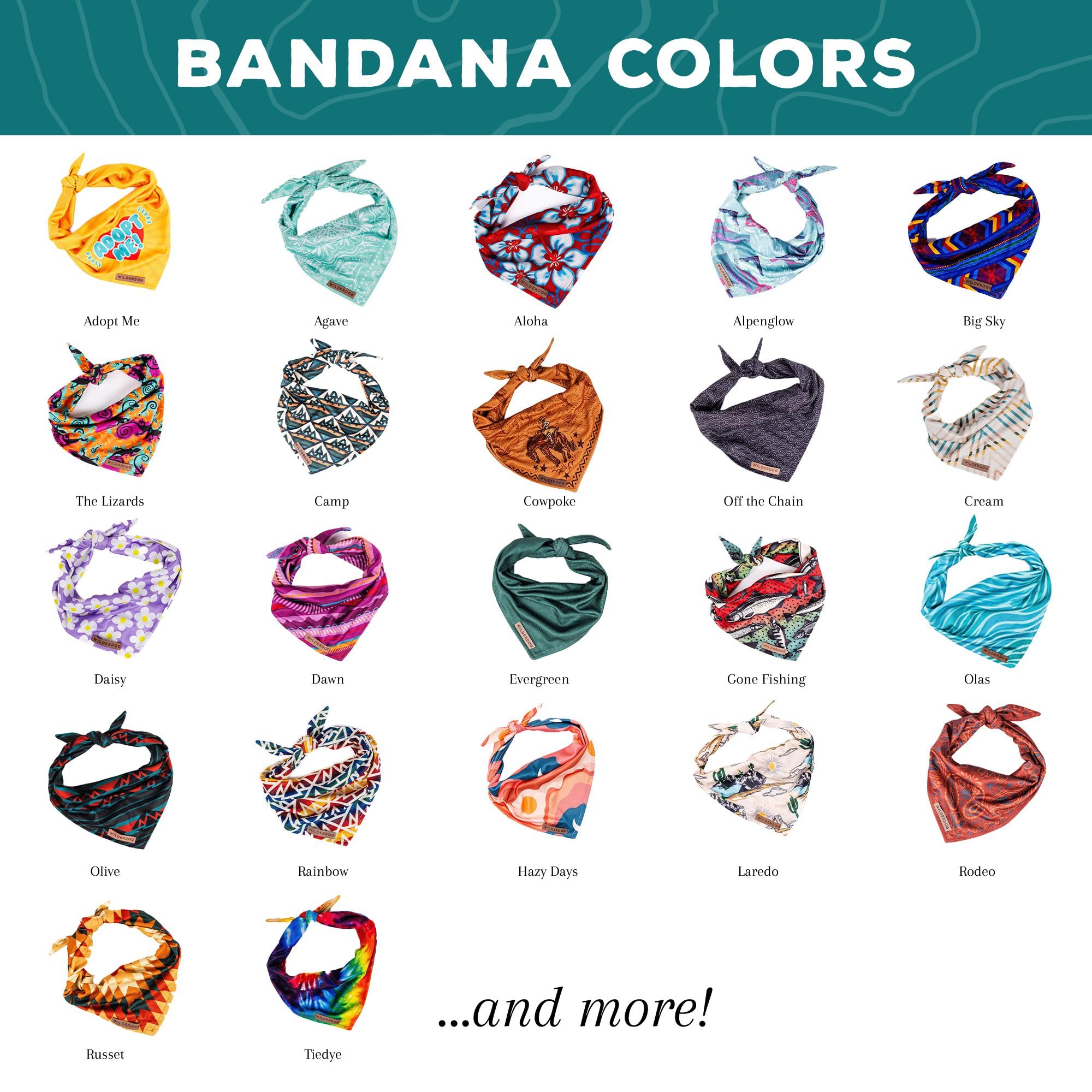 Wilderdog Dog Bandana With Lightweight Quick Drying Poly-Blend Mesh Material In Rainbow