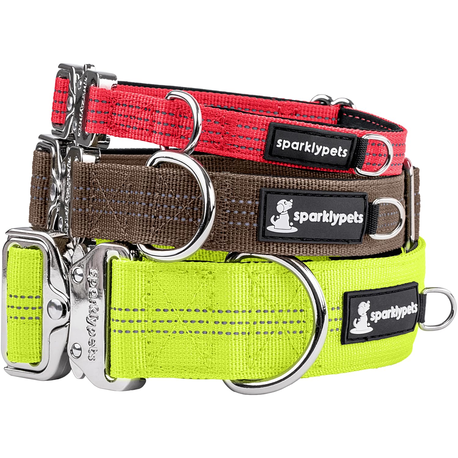 Sparklypets Small Dog Collar With Quick Release Buckle & Airtag Holder - Collars For Female Dogs & Boys With Reflective Stripes