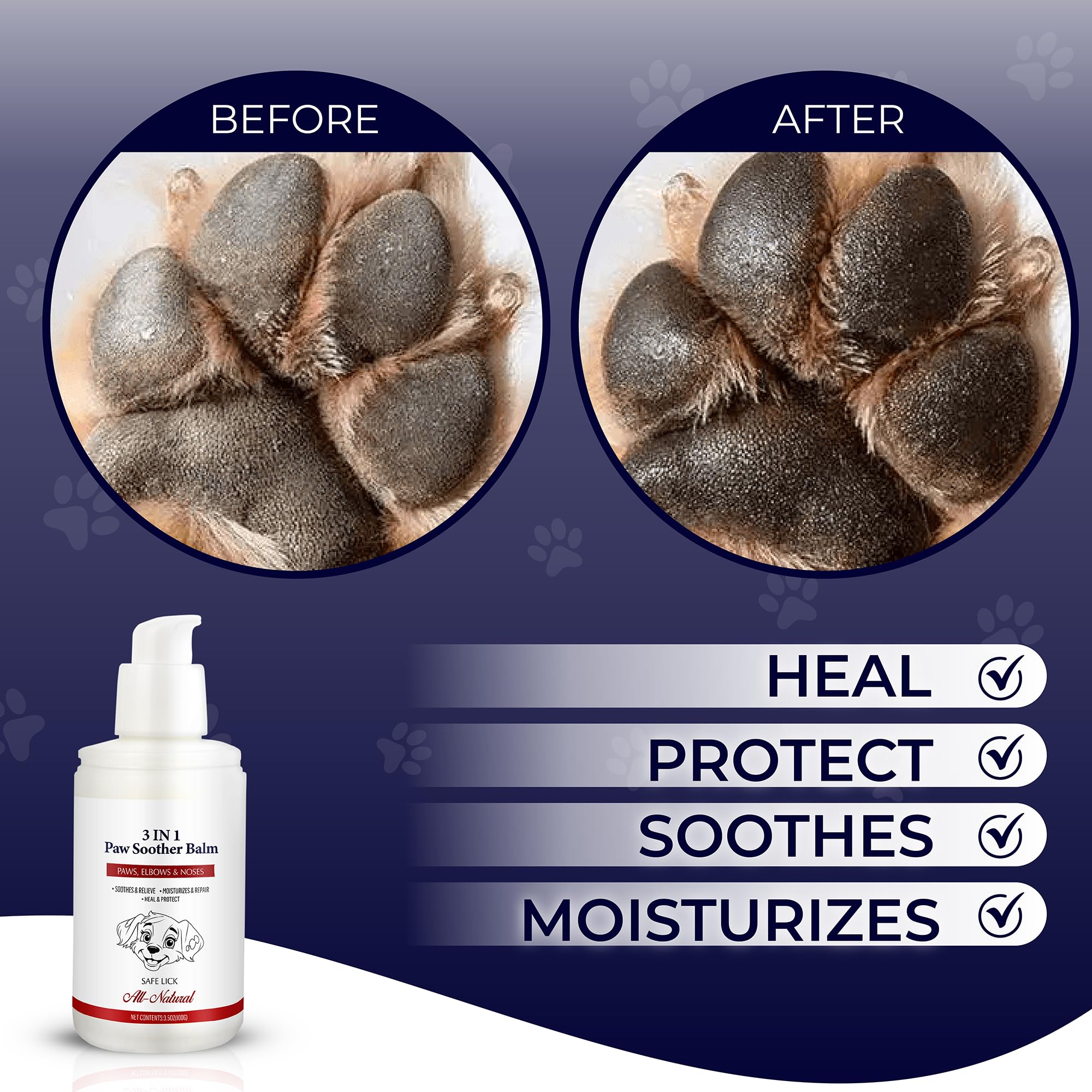 Pumbler Dog Paw Pad Balm - 3-In-1 Lick Safe Soother & Moisturizer& Lotion For Dog Paws Nose, Elbow, Snout - Natural, Quick-Dryin