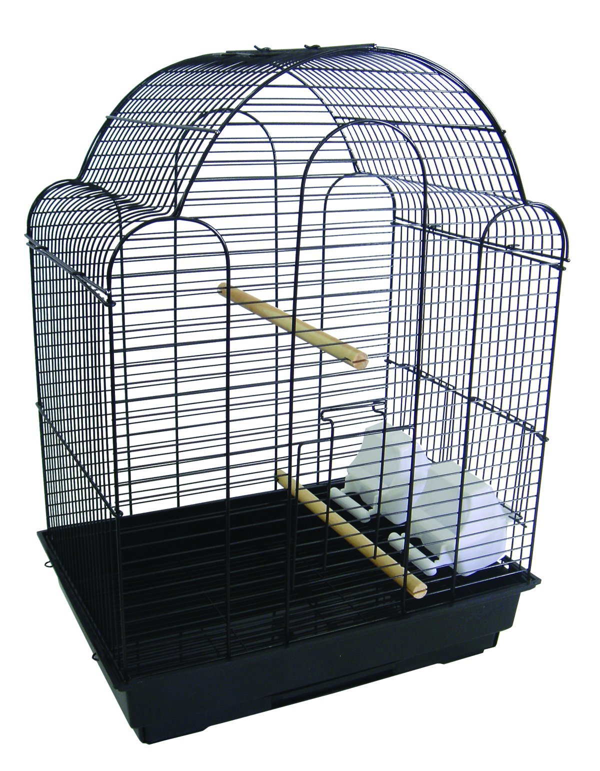 Yml 1704 3/8' Bar Spacing Shell Top Bird Cage With Pull Out Door - Black