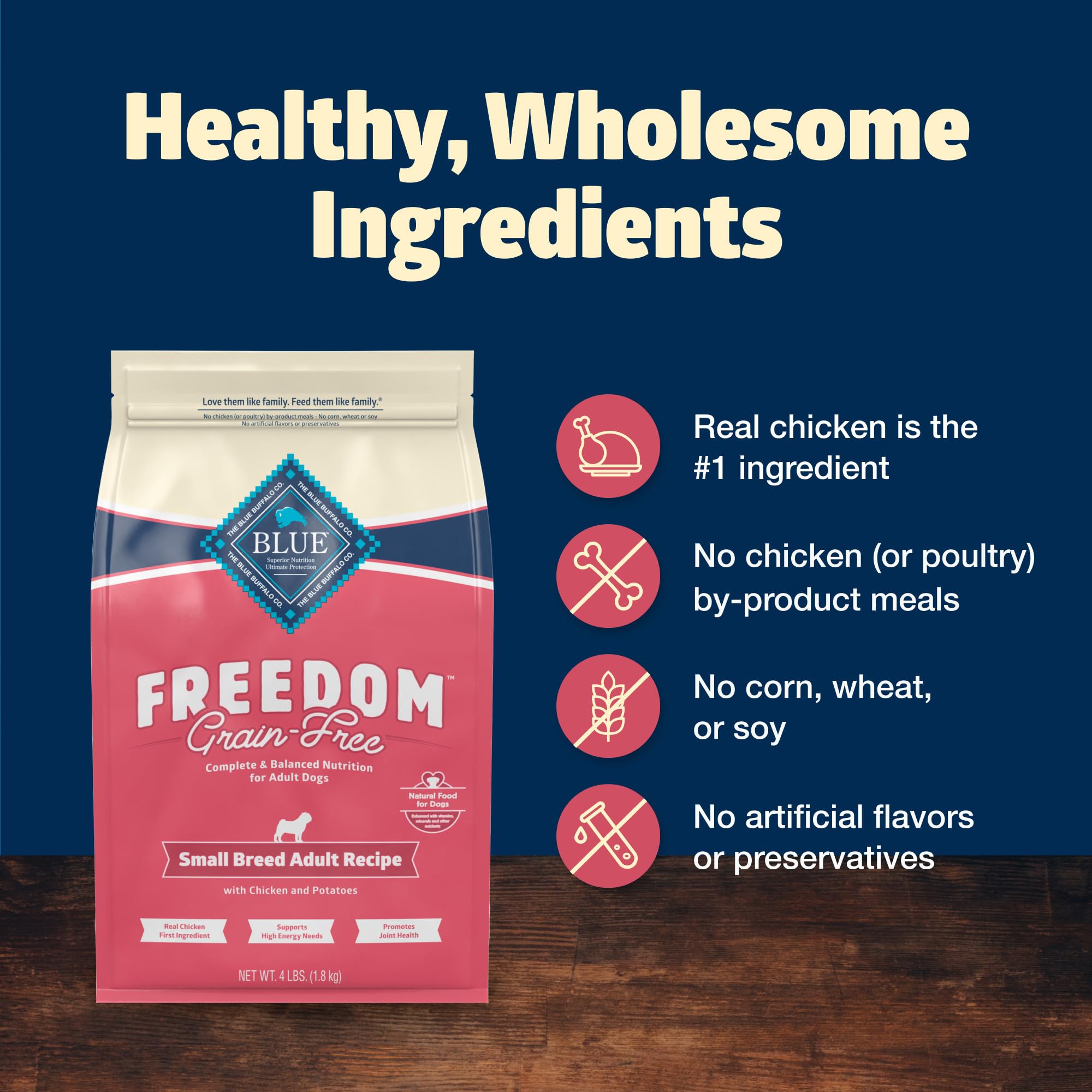 Blue Buffalo Freedom Grain Free Natural Adult Small Breed Dry Dog Food, Chicken 4-lb