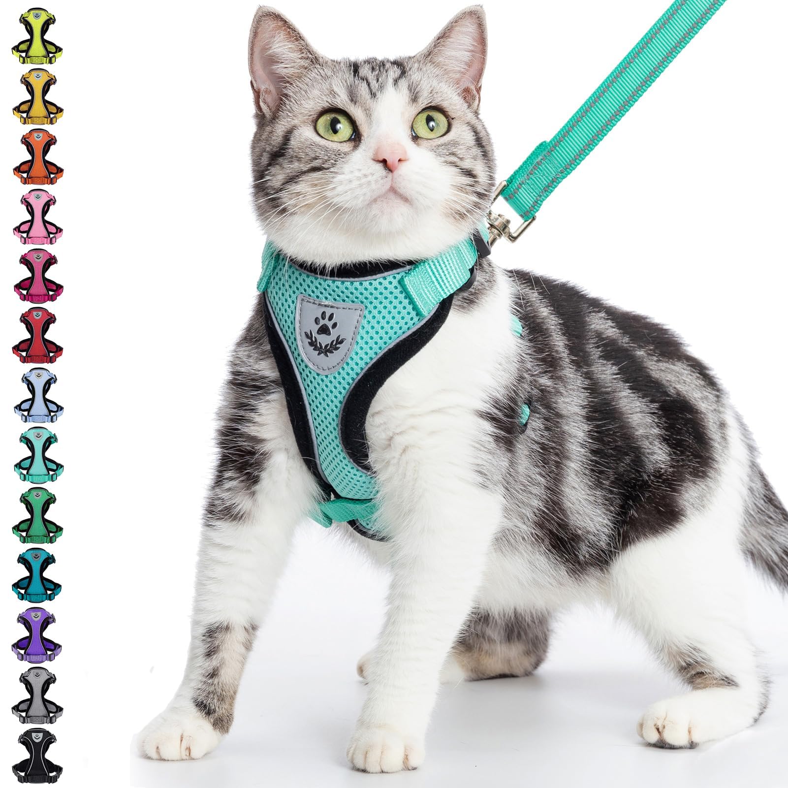Pupteck Reflective Cat Harness And Leash Set Escape Proof - Pet Vest Harness For Cats Small Dogs Rabbits Bunny Adjustable Travel Walking Outside