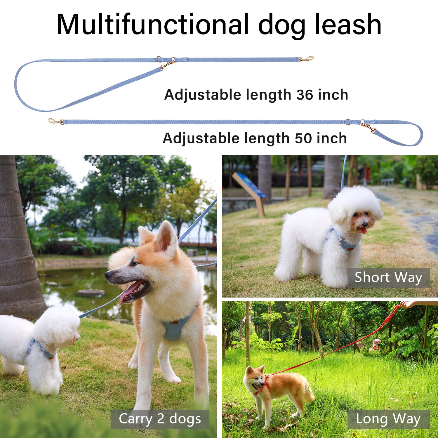 Chede No Pull Puppy Harness And Multifunction Dog Leash Set- 8 Colors Soft Adjustable No Choke Escape Proof Cute,Lightweight Pet Vest Harness For Small And Medium Dog (S, Blue)