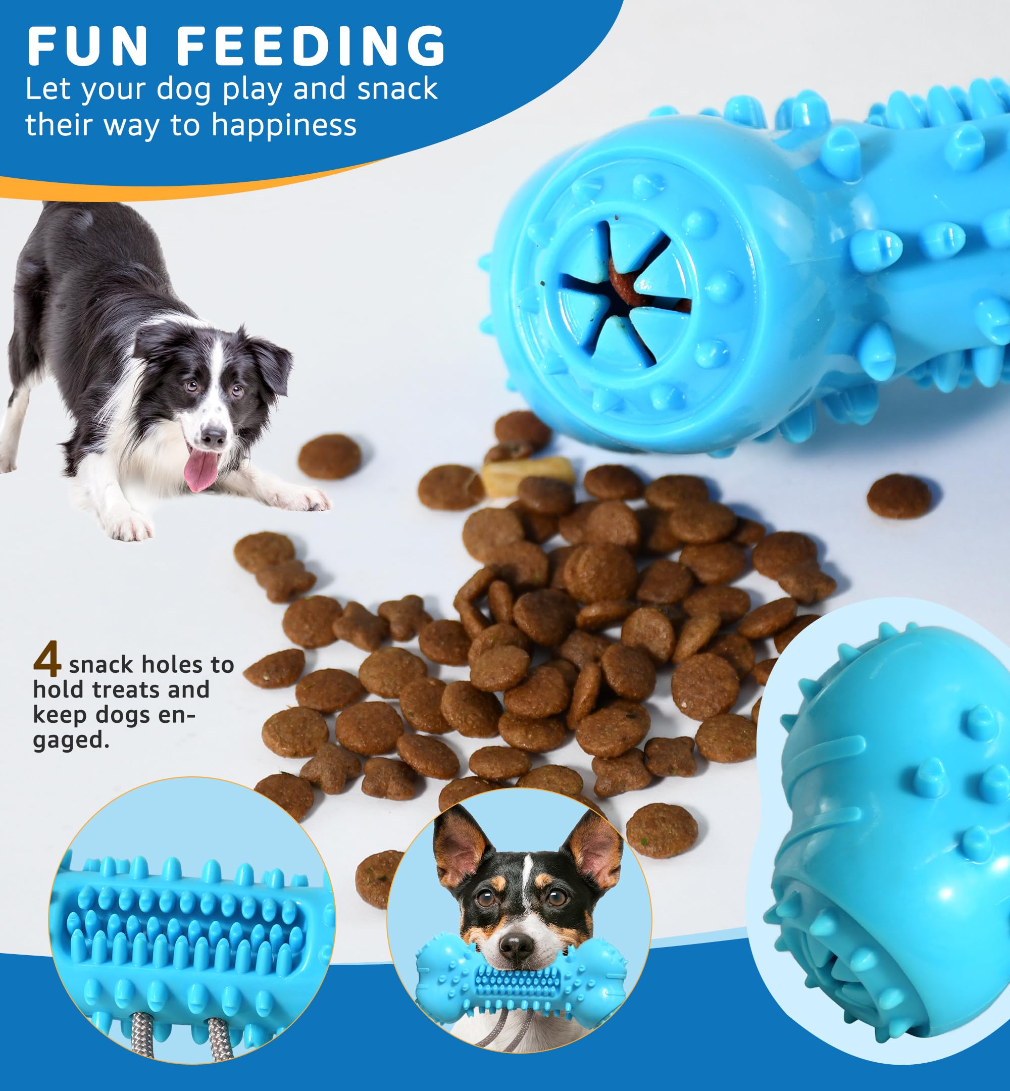 IPTPAS Dog Chew Toy for Aggressive Chewers, Durable Dental Cleaning Treat Toy, Food Dispensing Interactive Toy for Small, Medium