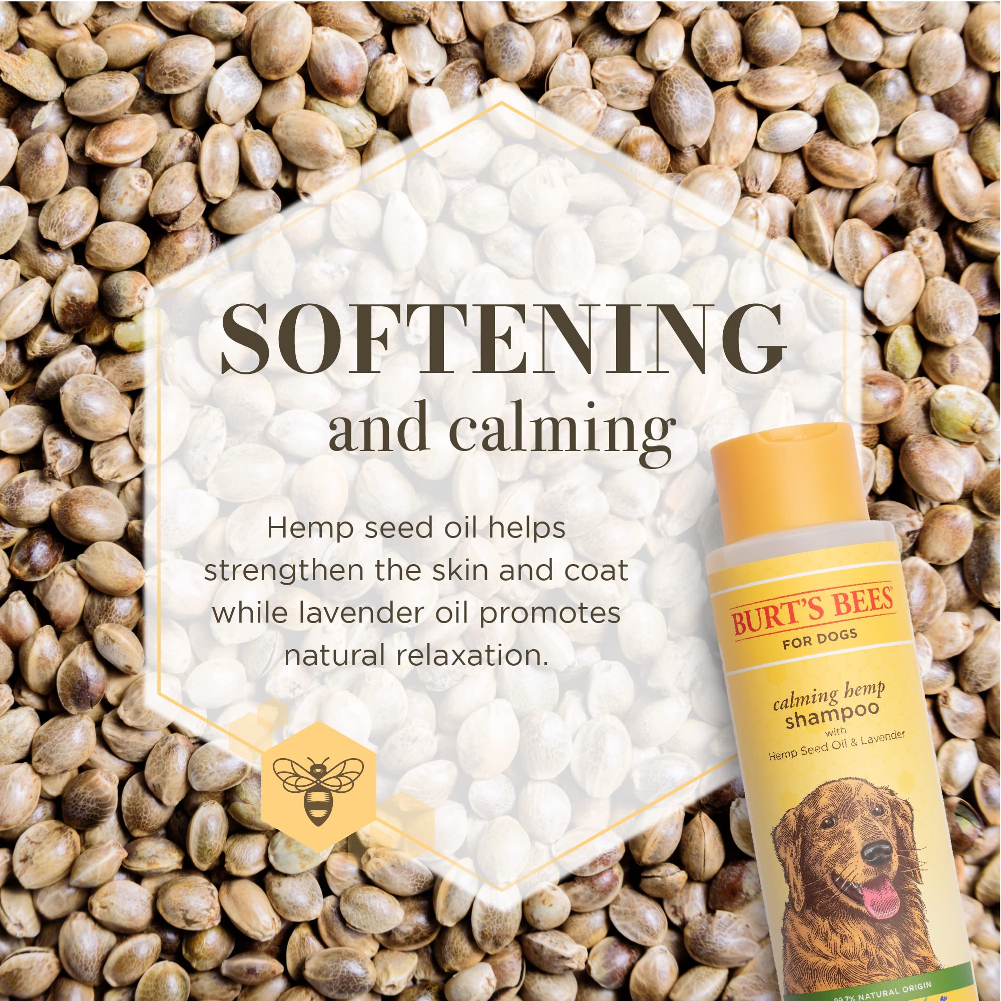 Burt's Bees for Pets Calming Dog Shampoo With Hemp Seed Oil and Lavender - 95% Natural Origin Formula, Gentle and Best for Dogs,