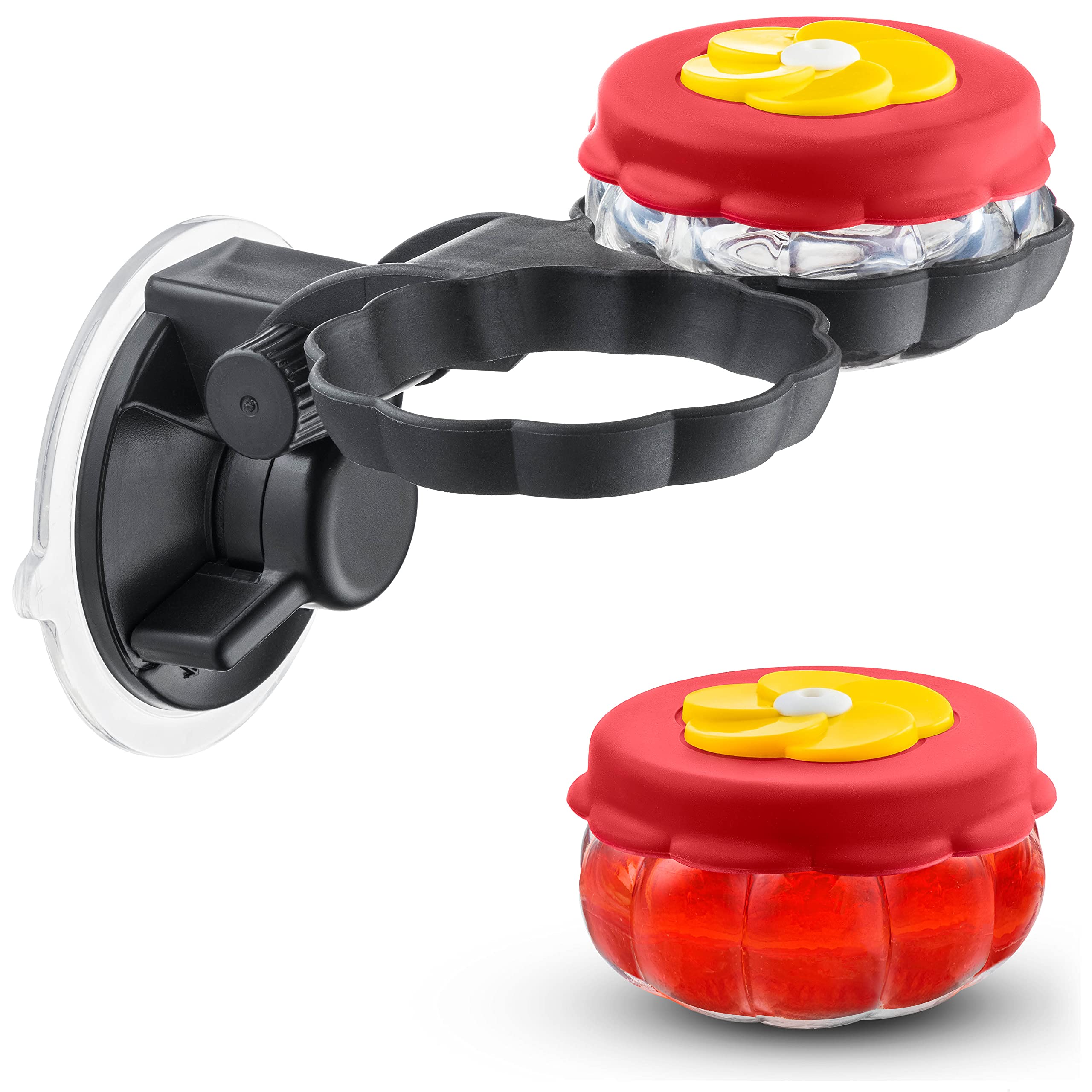 Handheld Small Glass Hummingbird Feeders (Set of 2) with Window Suction Mount Base - Window/Handheld or Tabletop Mini Hummingbir