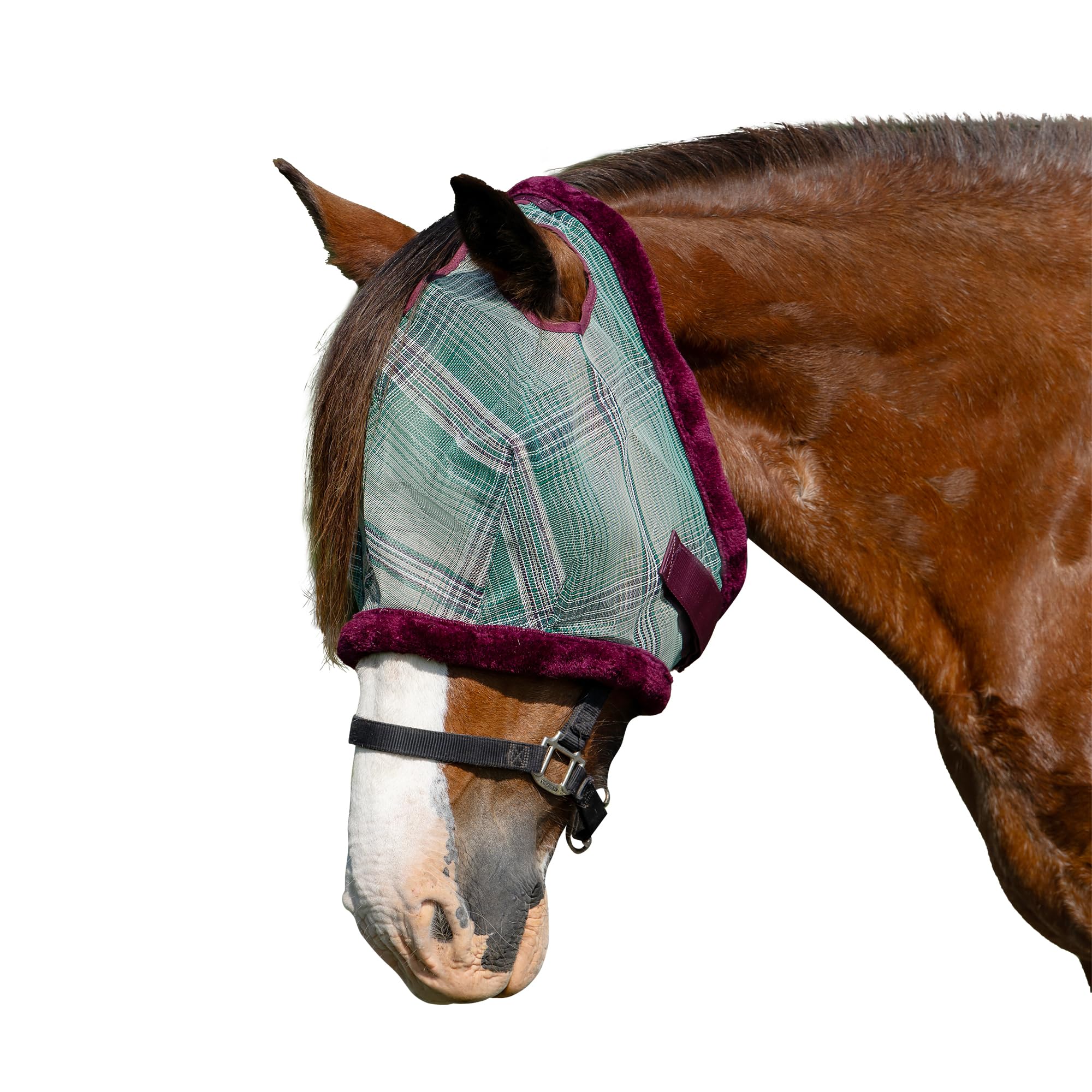 Kensington UV Fly Mask with Fleece Trim - Protective Mask with Dual Ear Opening Size: XXL Color: 2019-Imperial Jade