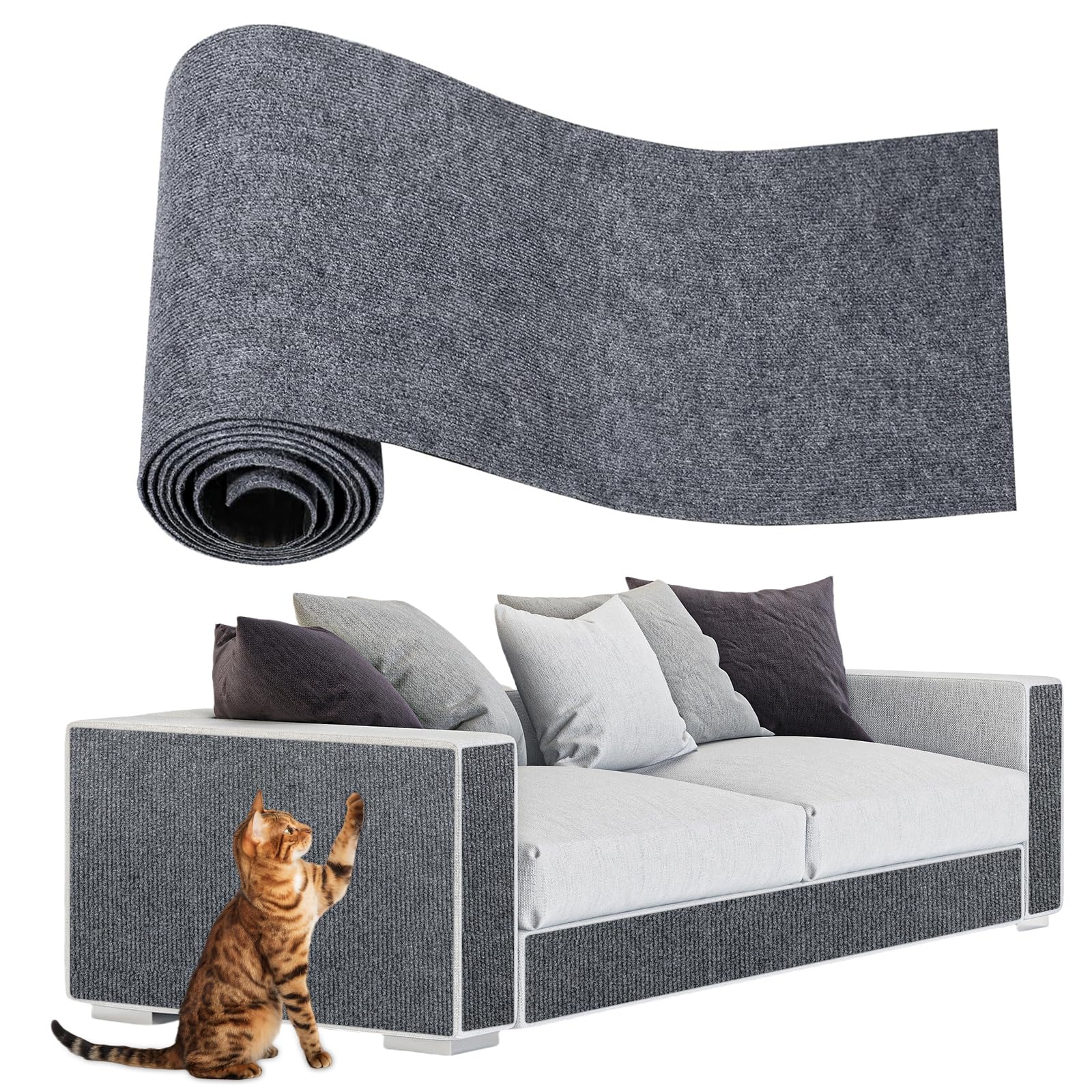 Enonci Anit Cat Scratch Couch Furniture Protector,78.7X15.8 Cat Wall Corner Scratcher Pads Mat,Diy Climbing Cat Scratching Carpe
