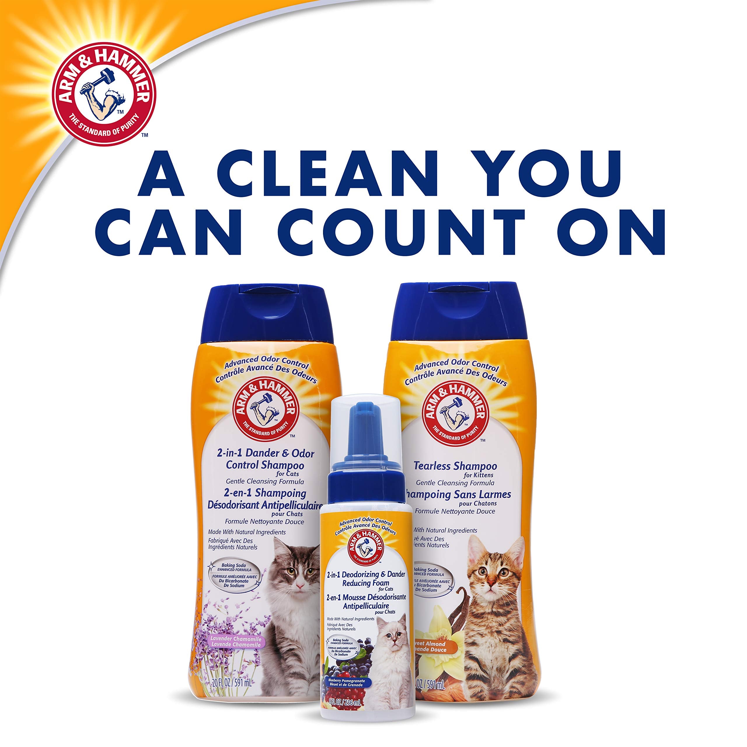 Arm & Hammer 2-In-1 Deodorizing & Dander Reducing Shampoo For Cats Cat Dander And Cat Odor Remover Baking Soda Moisturizes And D